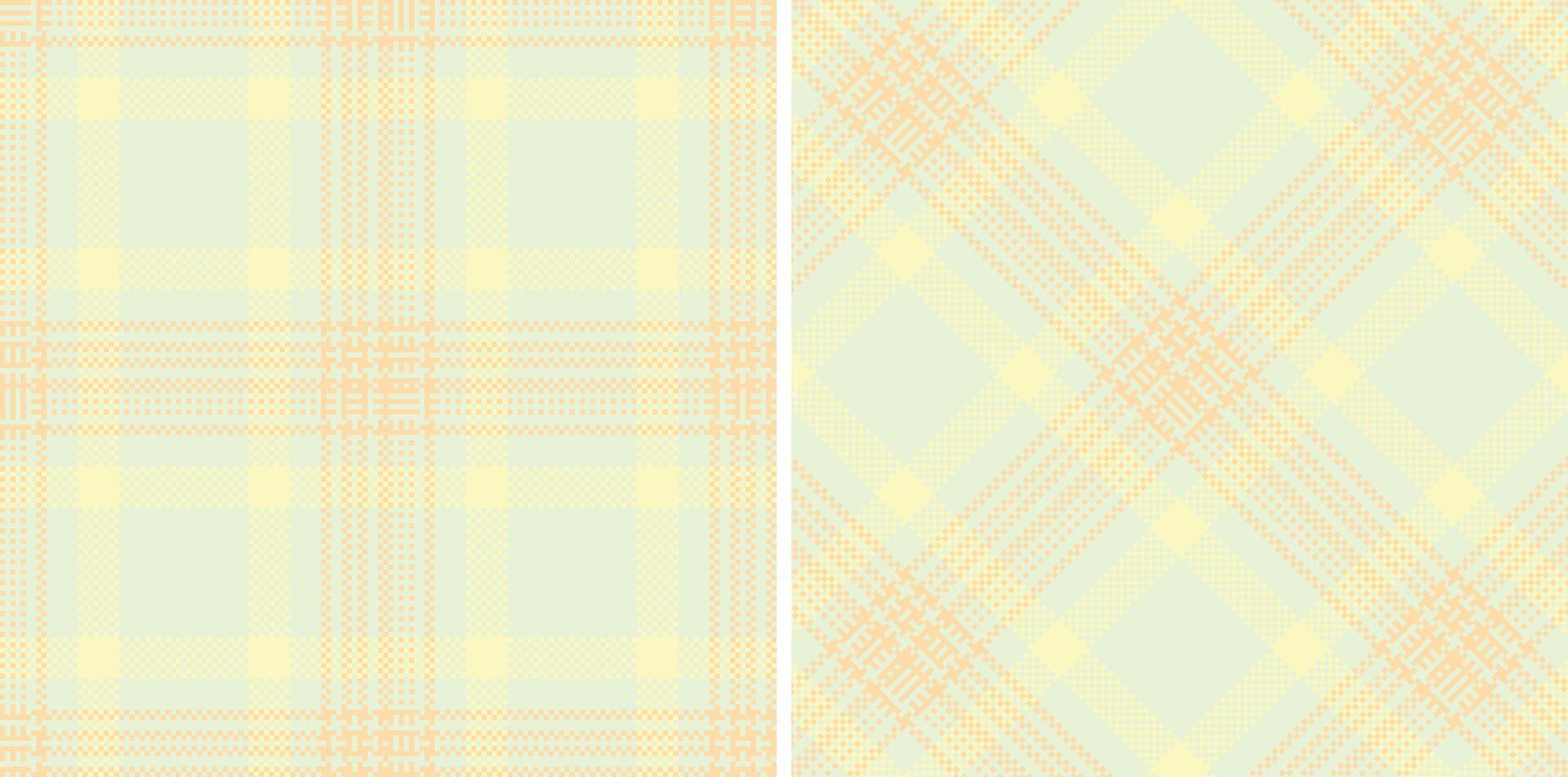 Bright Off White and Deep Pale Peach Seamless Madras Plaid Textile Design vector