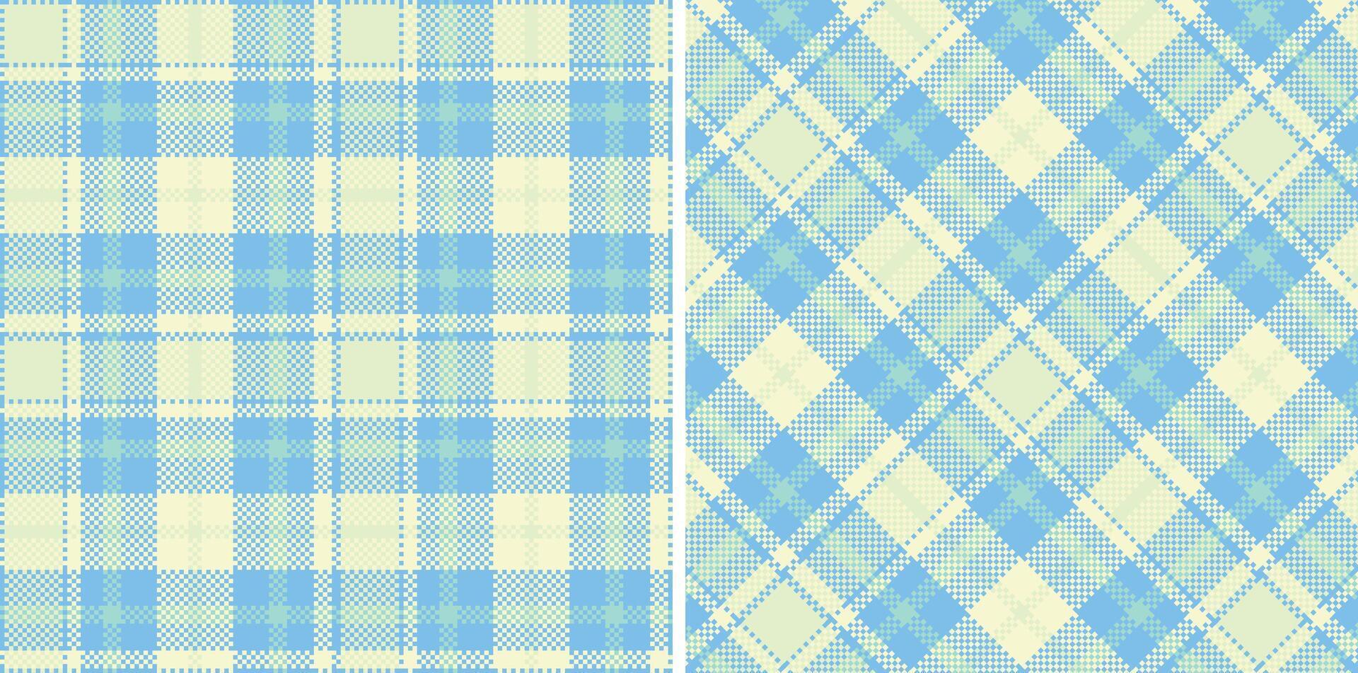 Muted Sky Seamless Madras Plaid with Neon Eggshell accents Textile Design vector