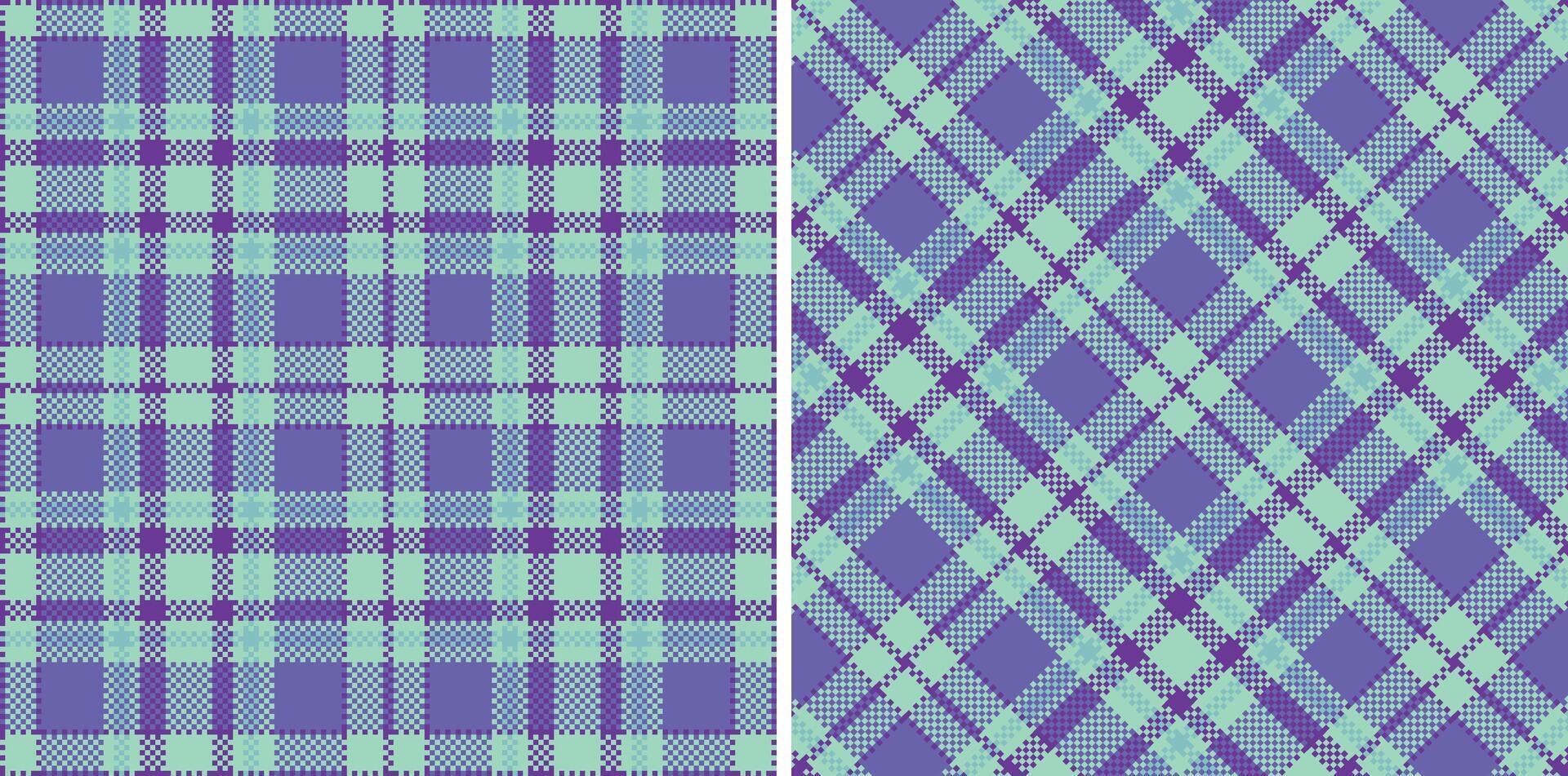 Deep Light Teal and Dusty Purple Seamless Madras Plaid Textile Design vector