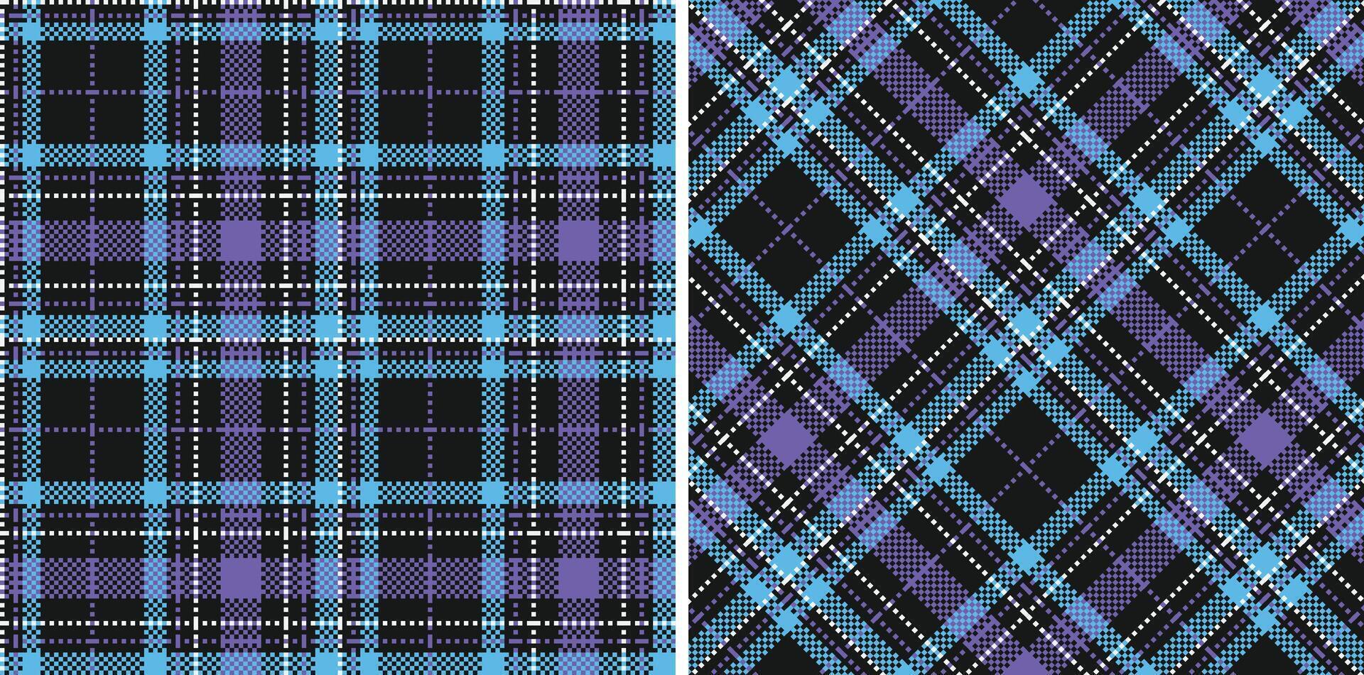 Bright Almost Black Seamless Madras Plaid with Warm Bluish Purple accents Textile Design vector
