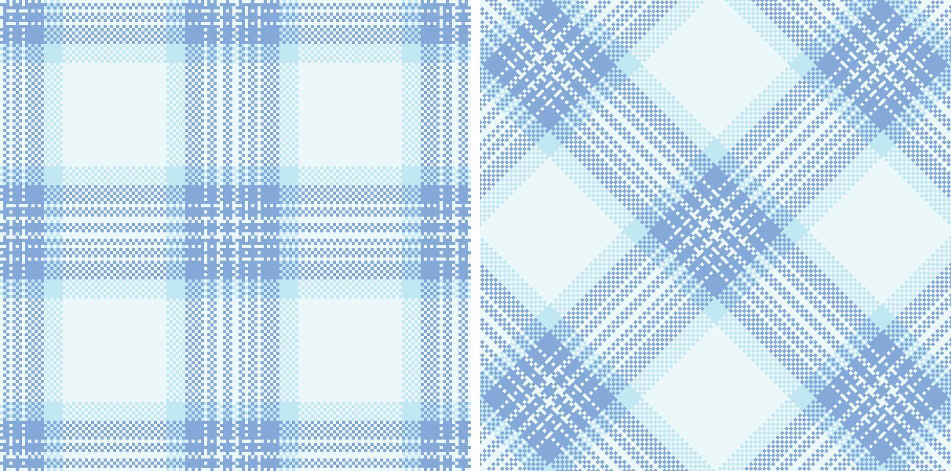 Muted Pale Grey Seamless Madras Plaid with Rich Carolina Blue accents Textile Design vector