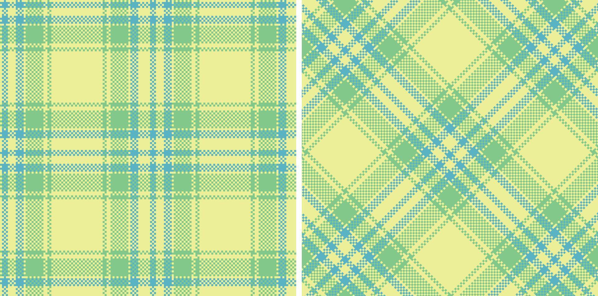 Soft Buff Seamless Madras Plaid with Neon Seafoam Green accents Textile Design vector