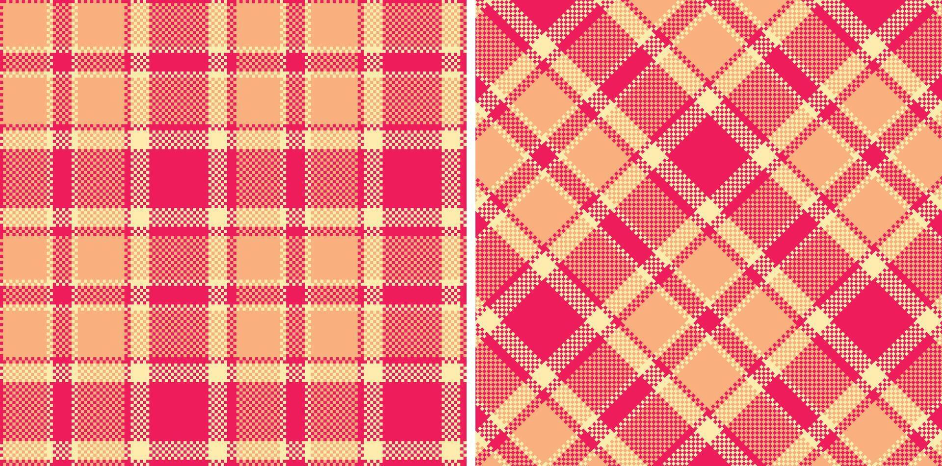 Modern Seamless Madras Plaid in Dusty Pink Red tones Textile Design vector