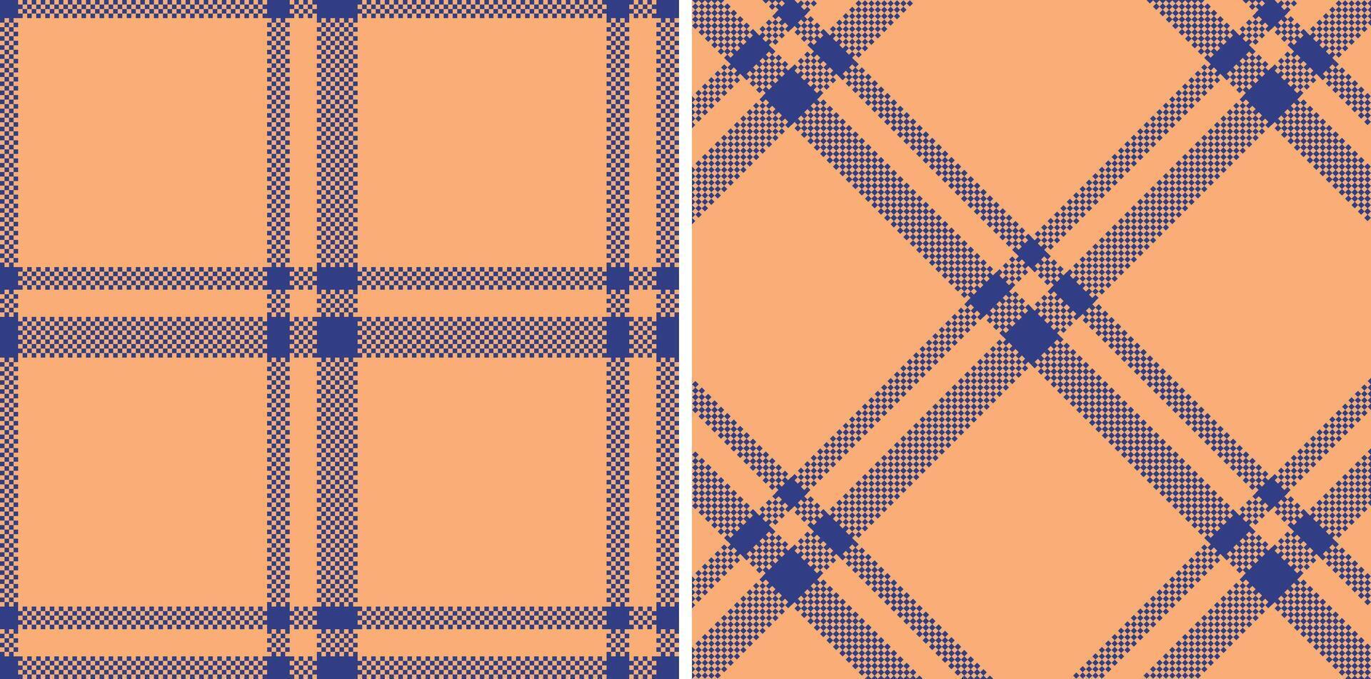 Iridescent Cobalt and Pale Peach Seamless Madras Plaid Textile Design vector
