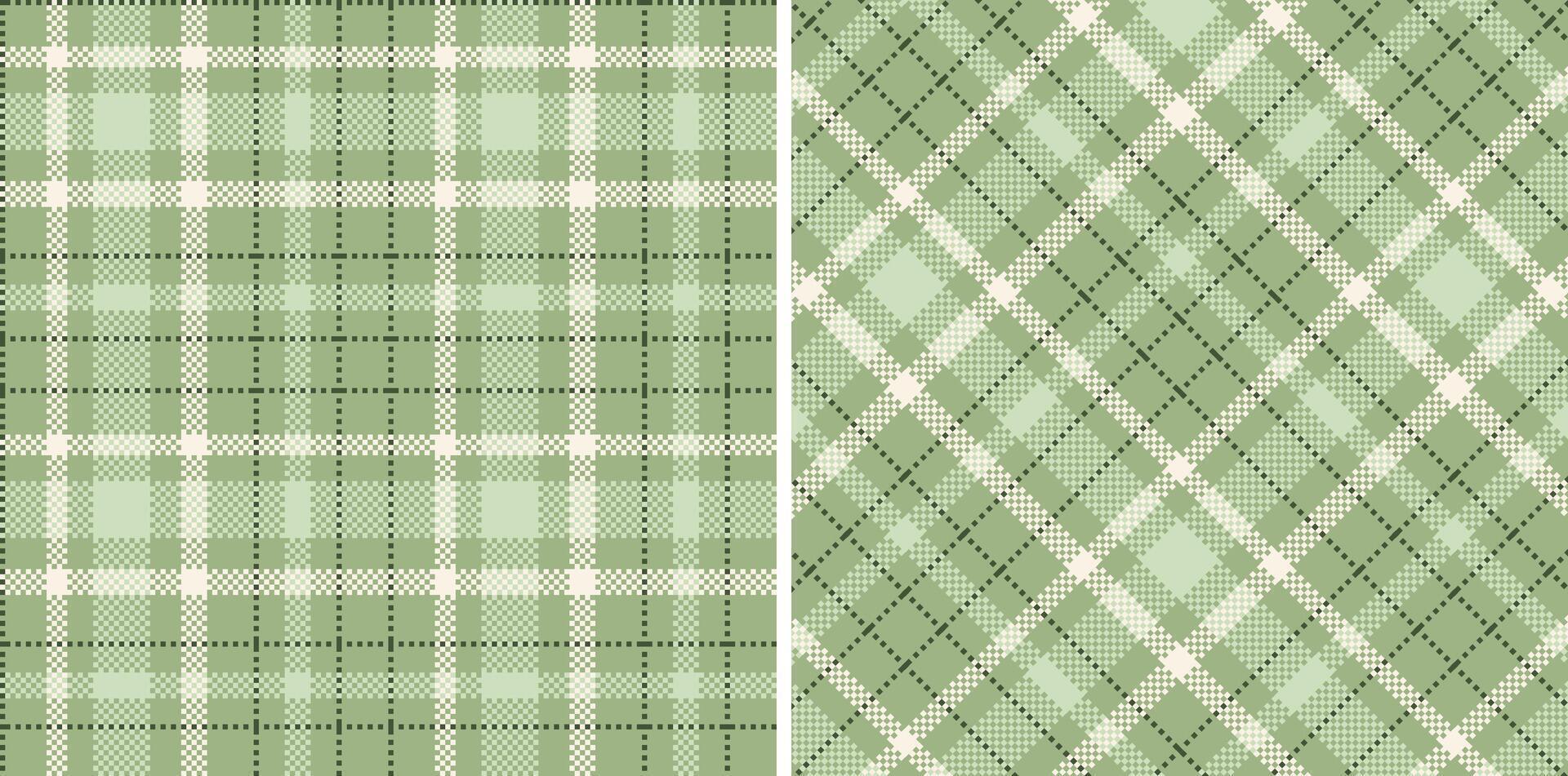 Modern Warm Greenish Grey Seamless Madras Plaid Textile Design vector