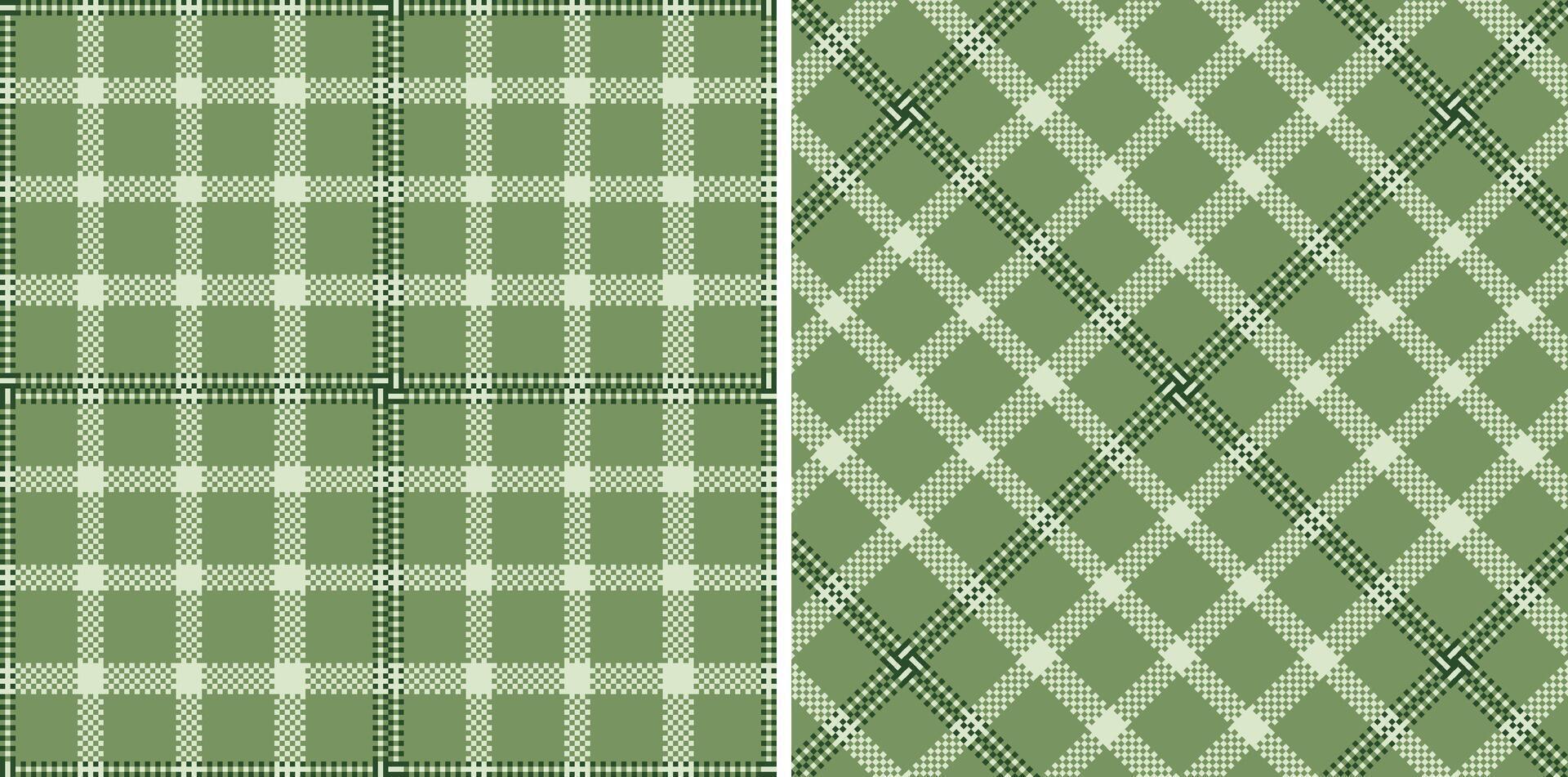 Pale Off White Seamless Madras Plaid with Light Grey Green accents Textile Design vector