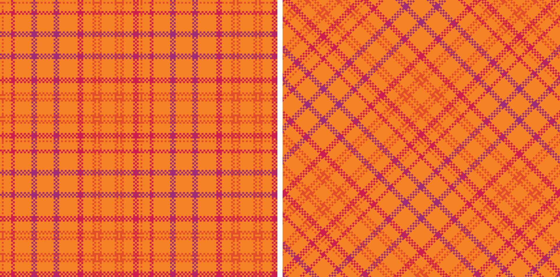 Metallic Pumpkin Orange Seamless Madras Plaid with Soft Tomato accents Textile Design vector