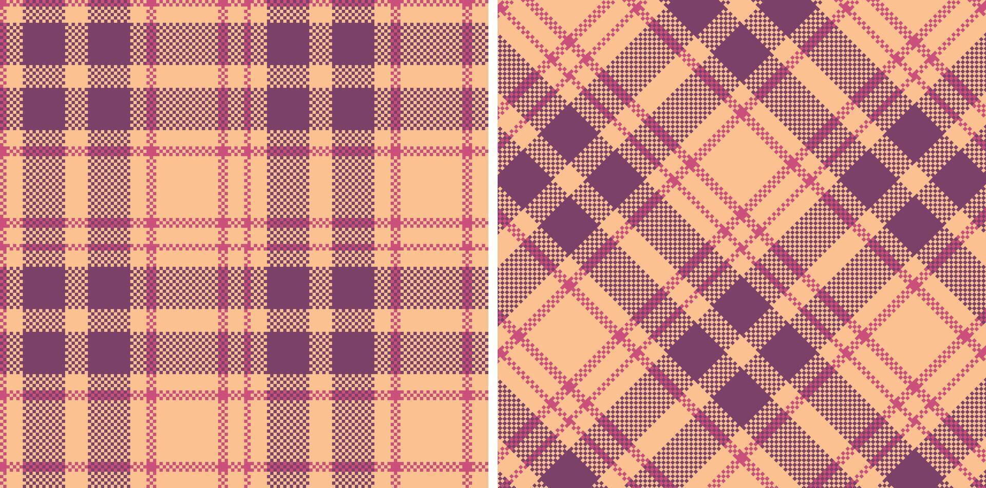 Cool Peach Seamless Madras Plaid with Iridescent Dark Pink accents Textile Design vector