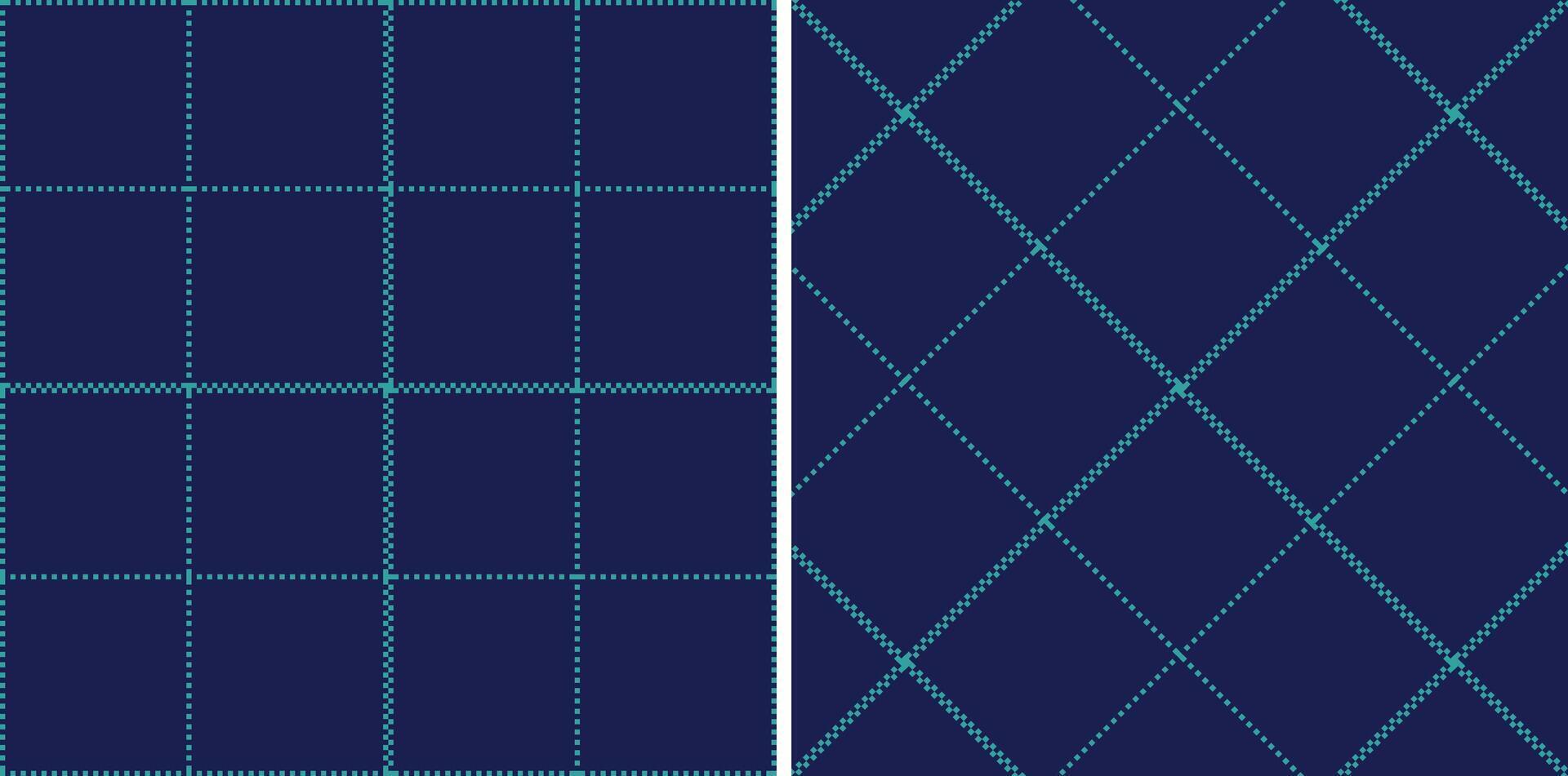 Modern Seamless Madras Plaid in Deep Sea tones Textile Design vector