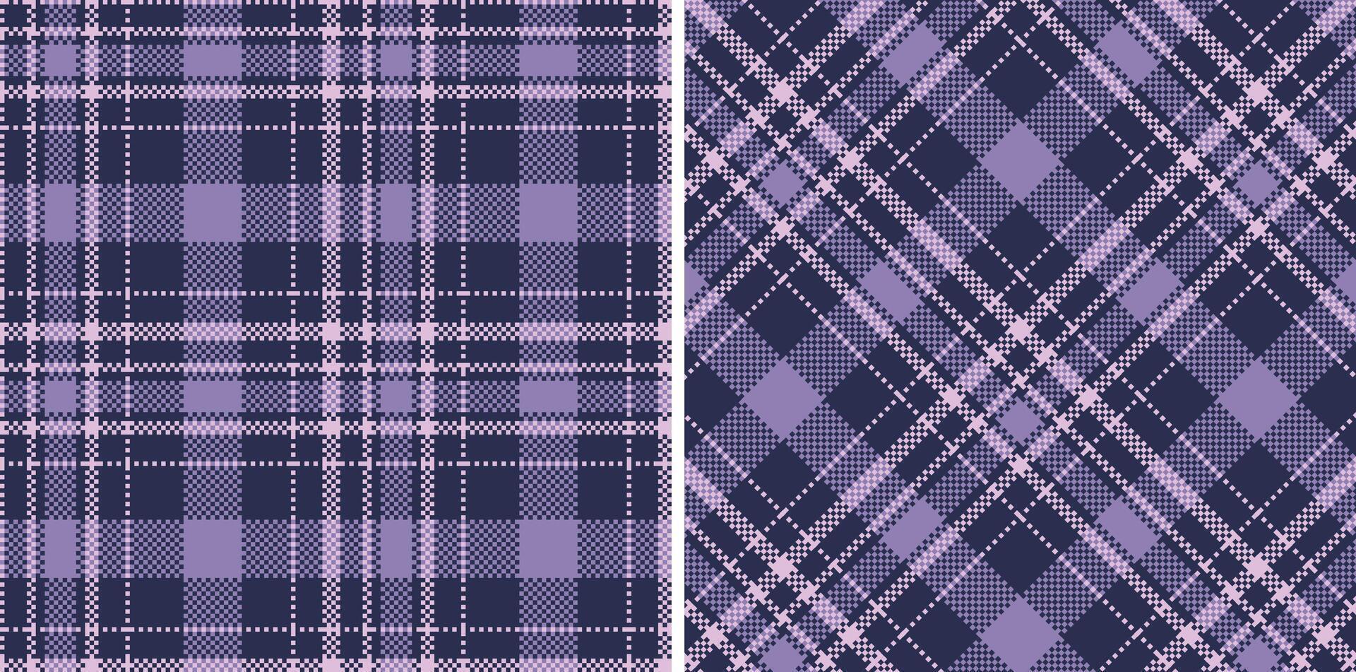 Muted Marine Seamless Madras Plaid with Bright Light Lilac accents Textile Design vector