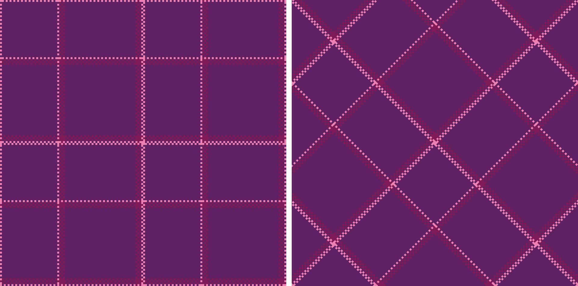 Cool Pink and Soft Darkish Purple Seamless Madras Plaid Textile Design vector