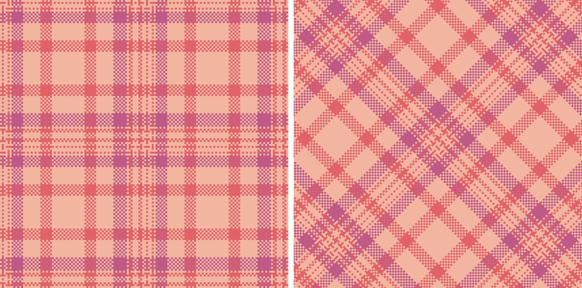 Pastel Pale Salmon and Neon Pastel Red Seamless Madras Plaid Textile Design vector