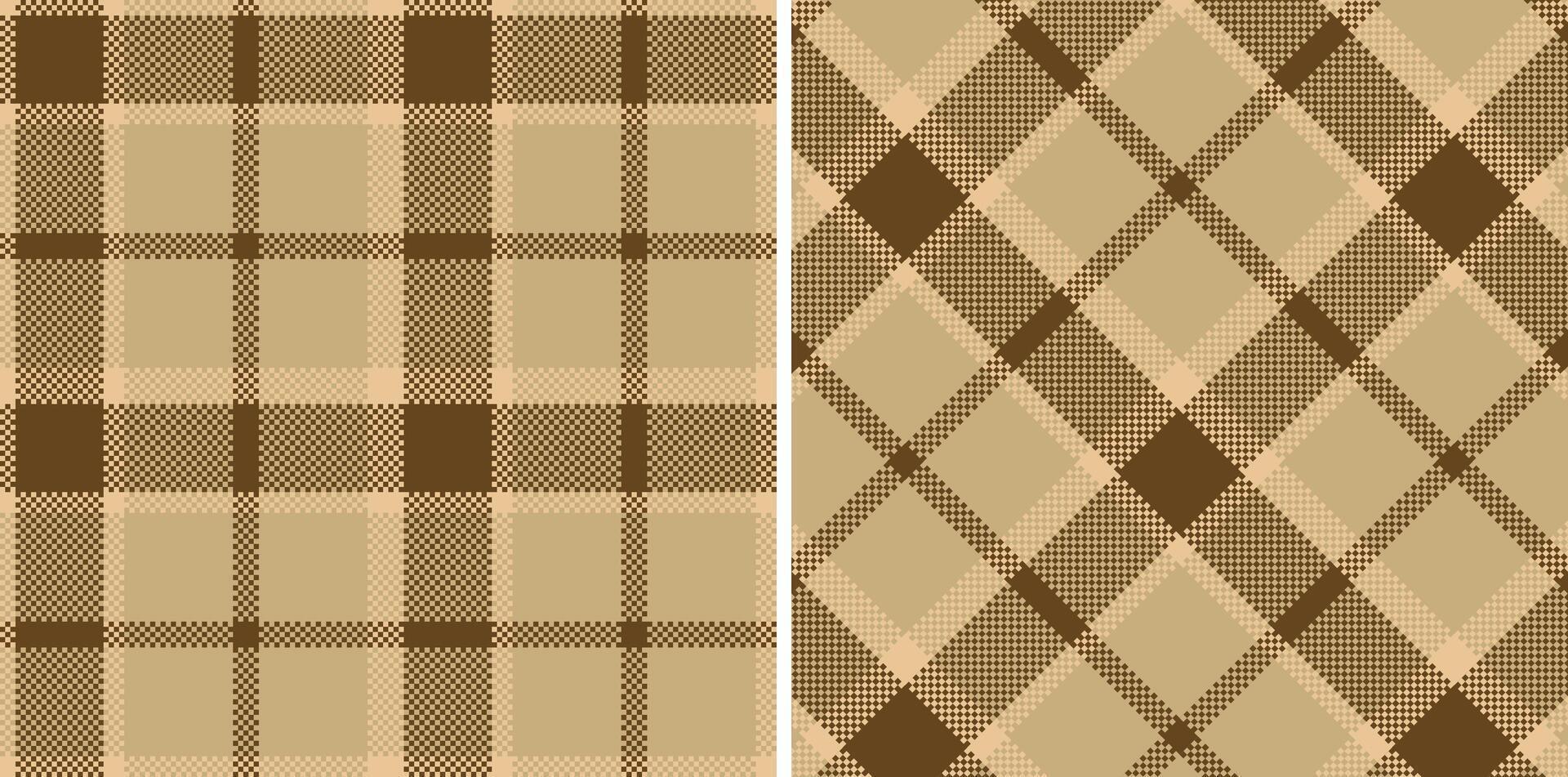 Soft Very Light Brown Seamless Madras Plaid with Neon Mud Brown accents Textile Design vector