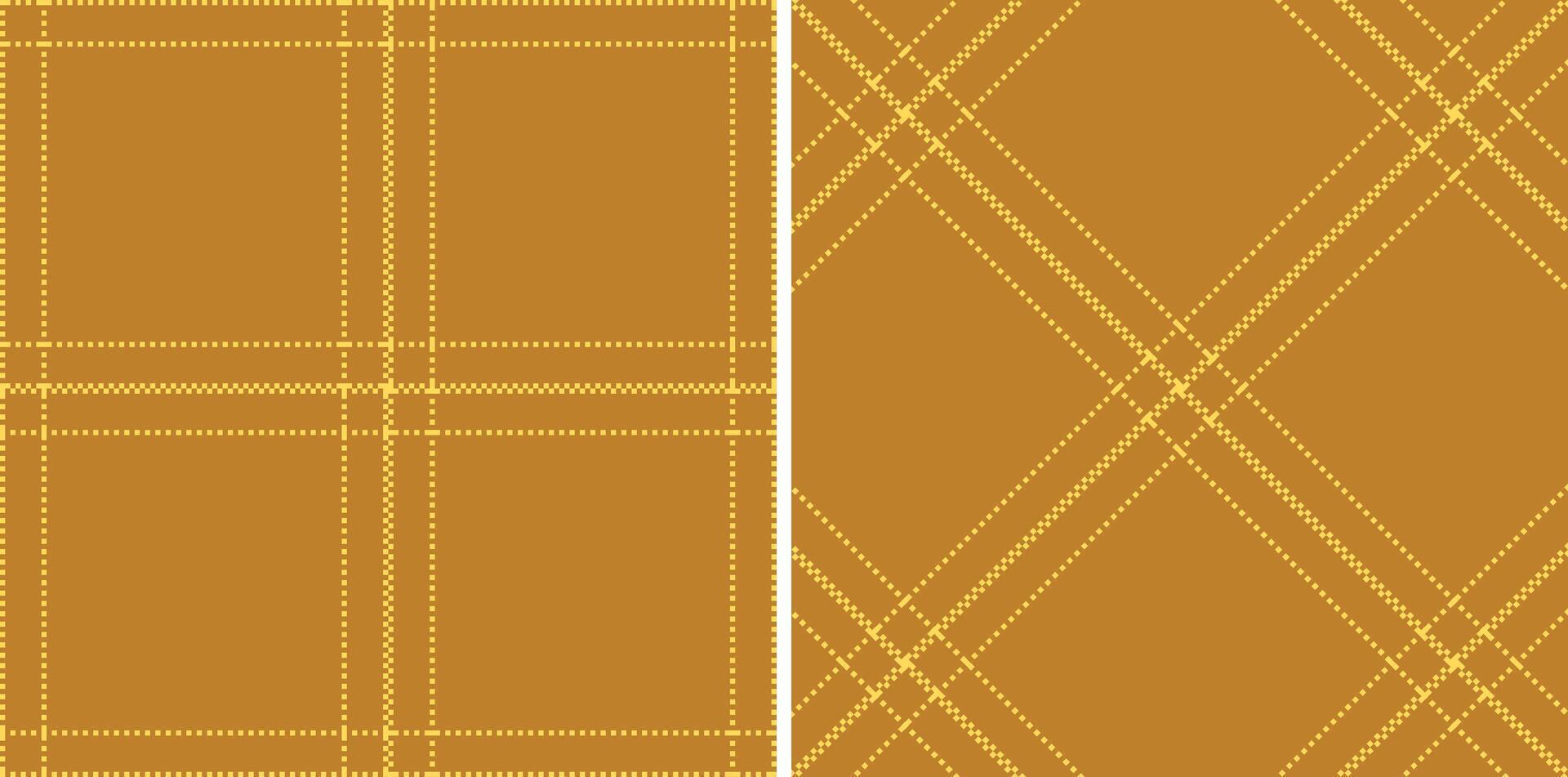 Modern Deep Light Gold Seamless Madras Plaid Textile Design vector