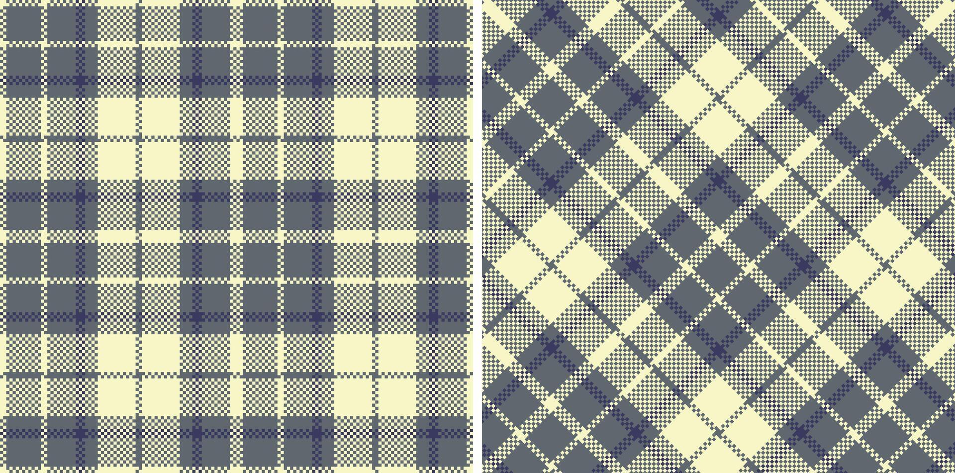 Rich Slate Grey Seamless Madras Plaid with Deep Cream accents Textile Design vector