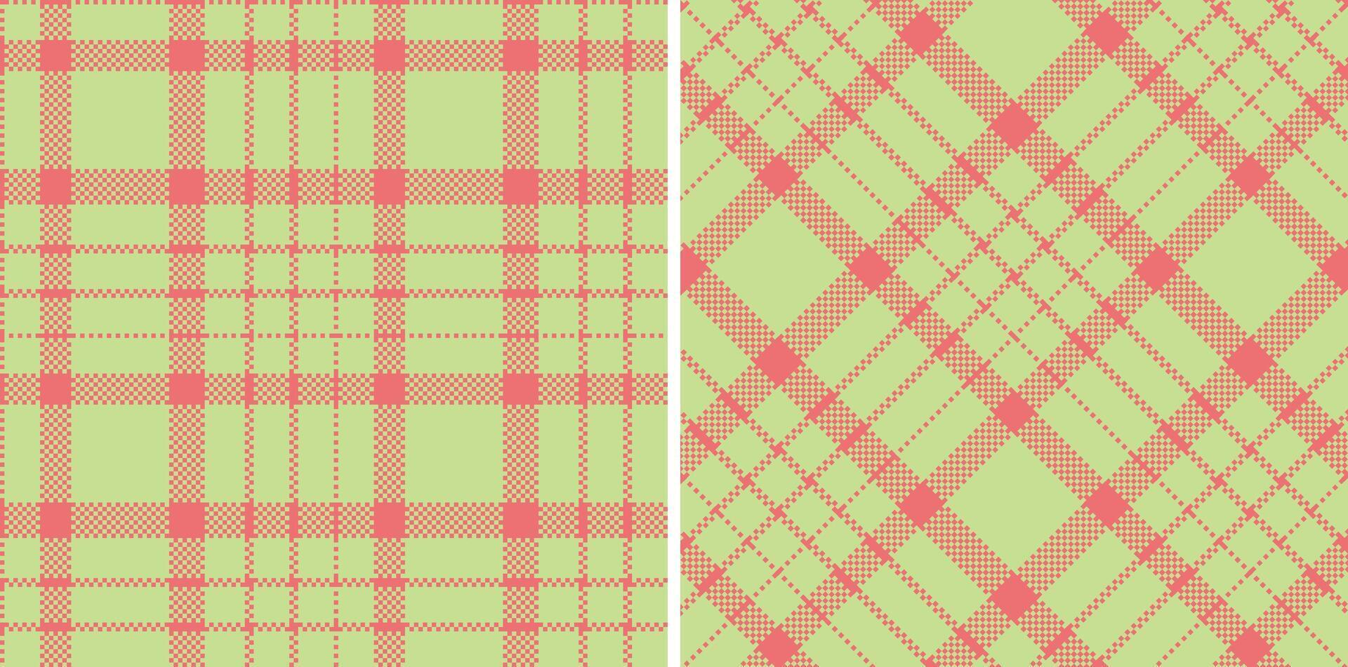 Soft Salmon Pink Seamless Madras Plaid with Smoky Celery accents Textile Design vector
