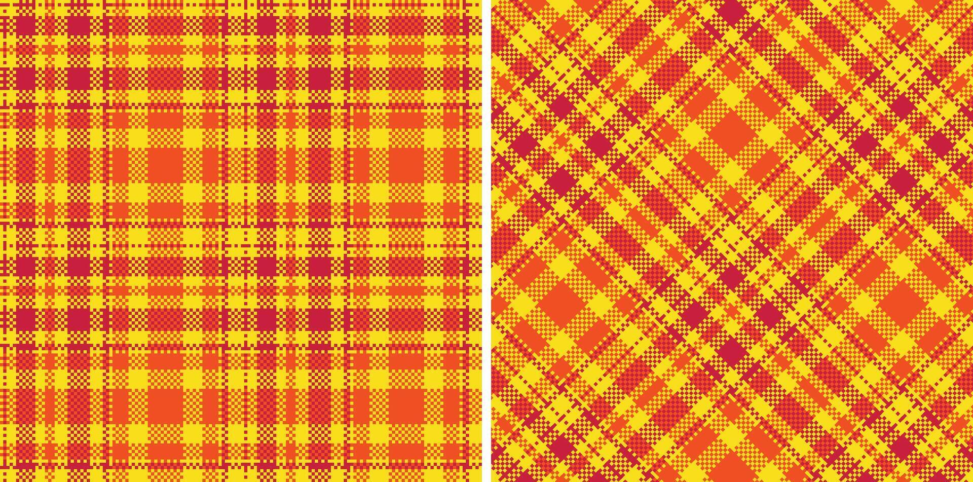 Smoky Sun Yellow Seamless Madras Plaid with Metallic Lipstick Red accents Textile Design vector