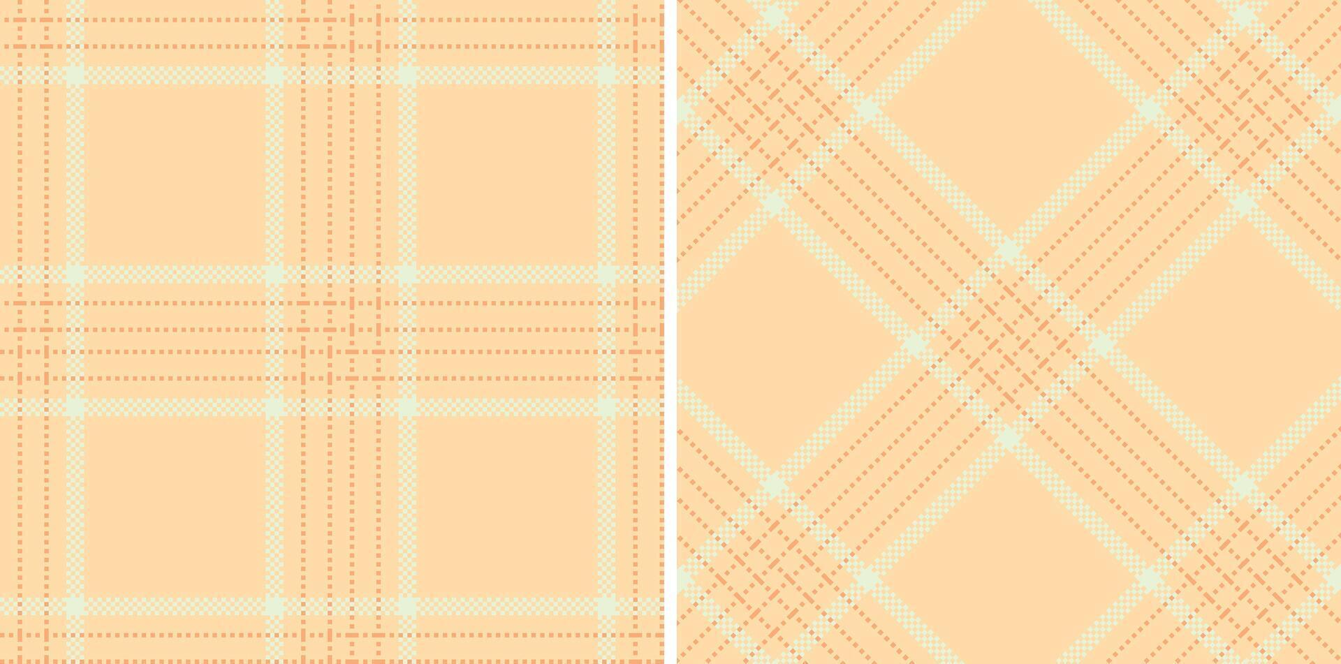 Bright Pale Peach and Vivid Peach Seamless Madras Plaid Textile Design vector