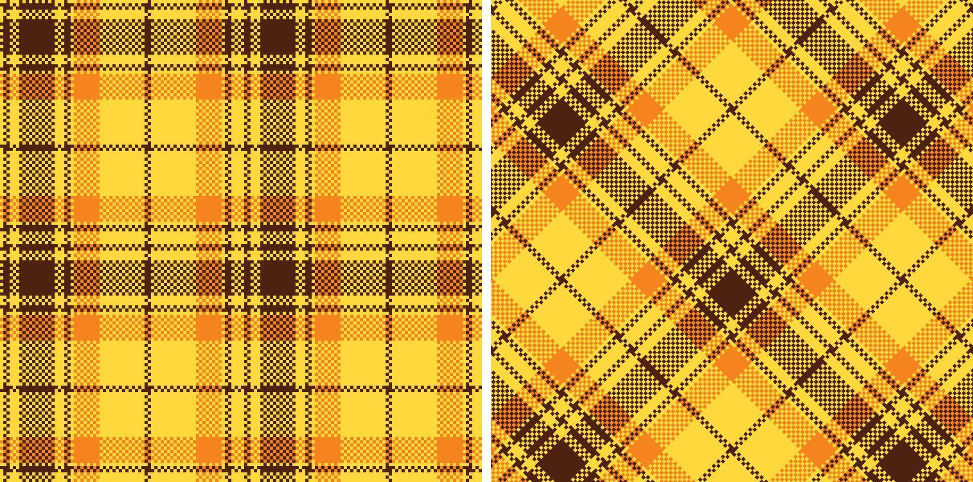 Dark Sun Yellow and Soft Chocolate Brown Seamless Madras Plaid Textile Design vector