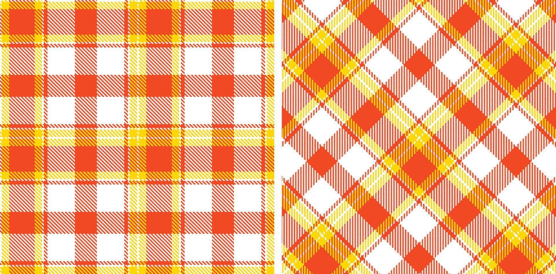 Deep White and Cool Orangered Seamless Tartan Fabric Design vector