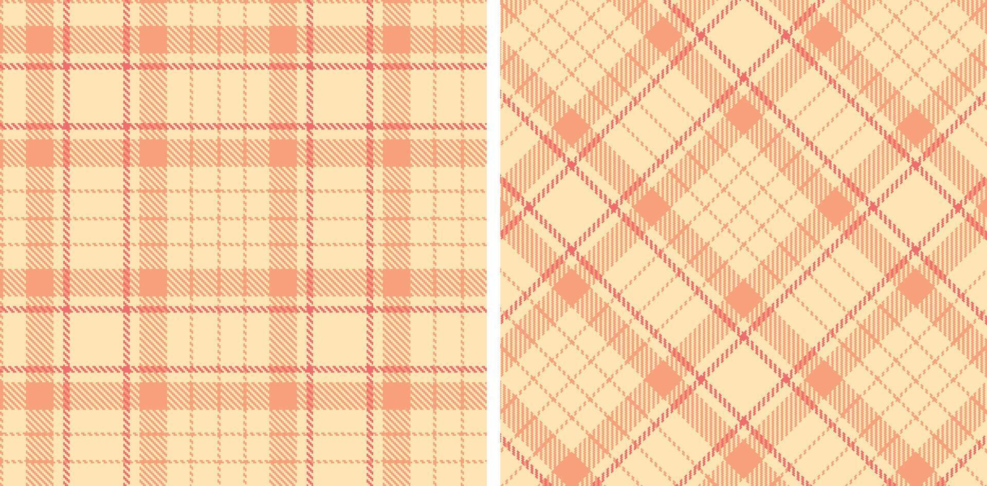 Spring Seamless Tartan featuring Neon Pale Peach and Deep Peach Fabric Design vector