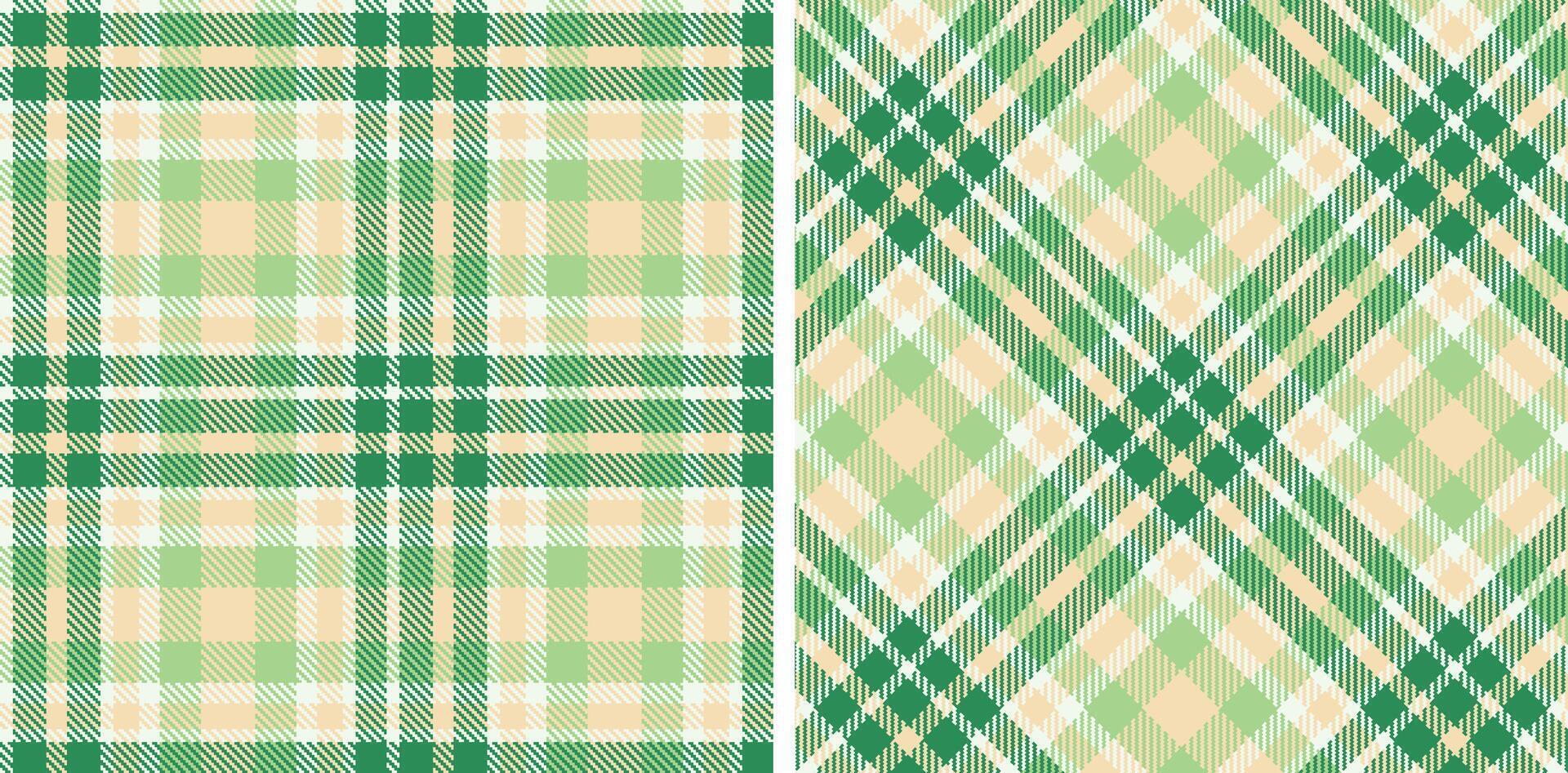 Light Off White Seamless Tartan with Neon Light Peach accents Fabric Design vector
