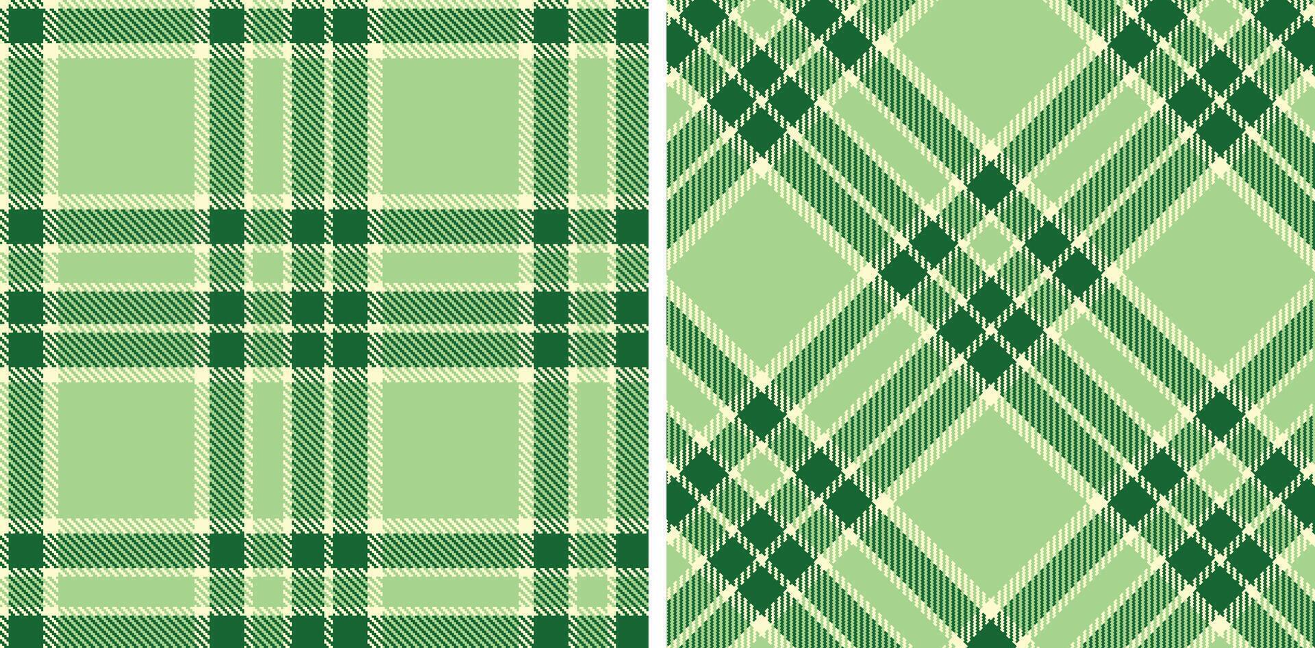 Metallic Pale and Metallic Deep Green Seamless Tartan Fabric Design vector