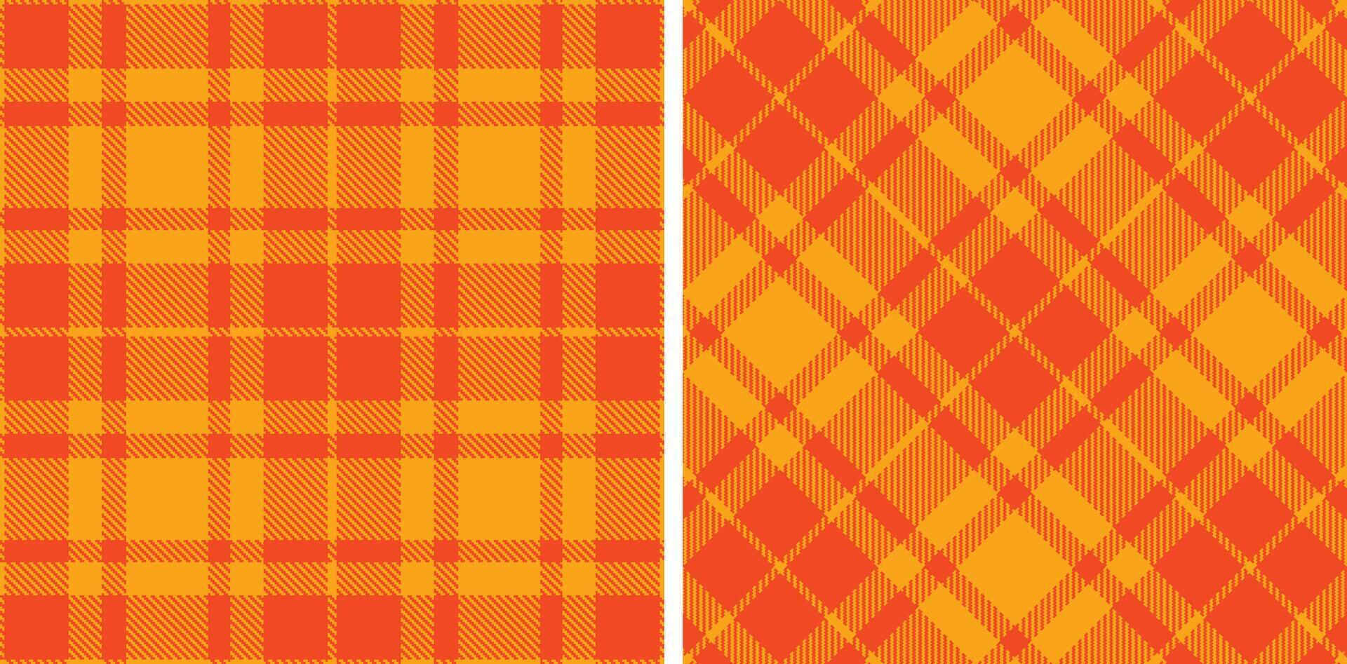Spring Seamless Tartan featuring Light Yellowish Orange and Vivid Orangered Fabric Design vector