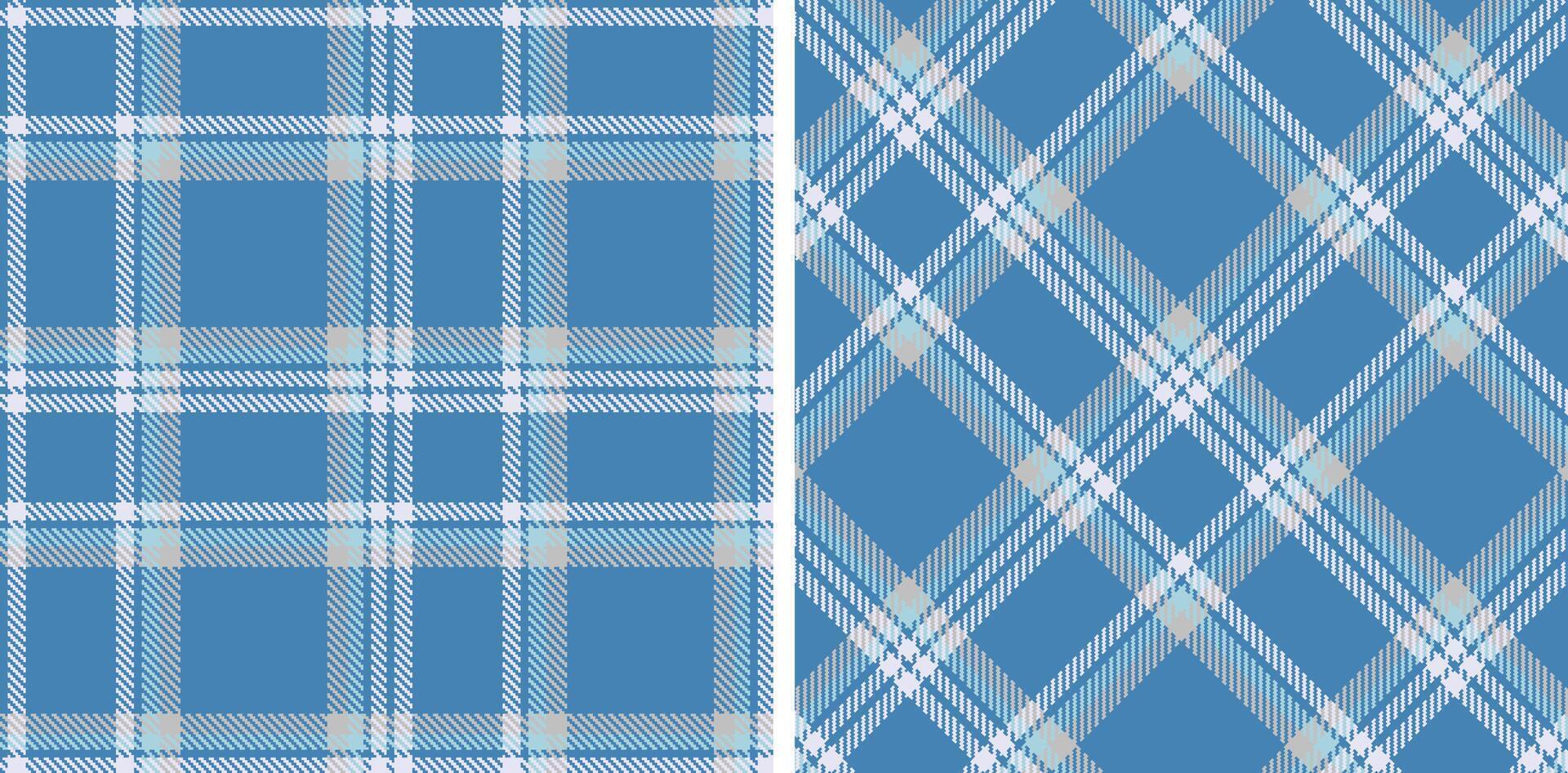 Spring Deep Cool Blue and Iridescent Pale Grey Seamless Tartan Fabric Design vector
