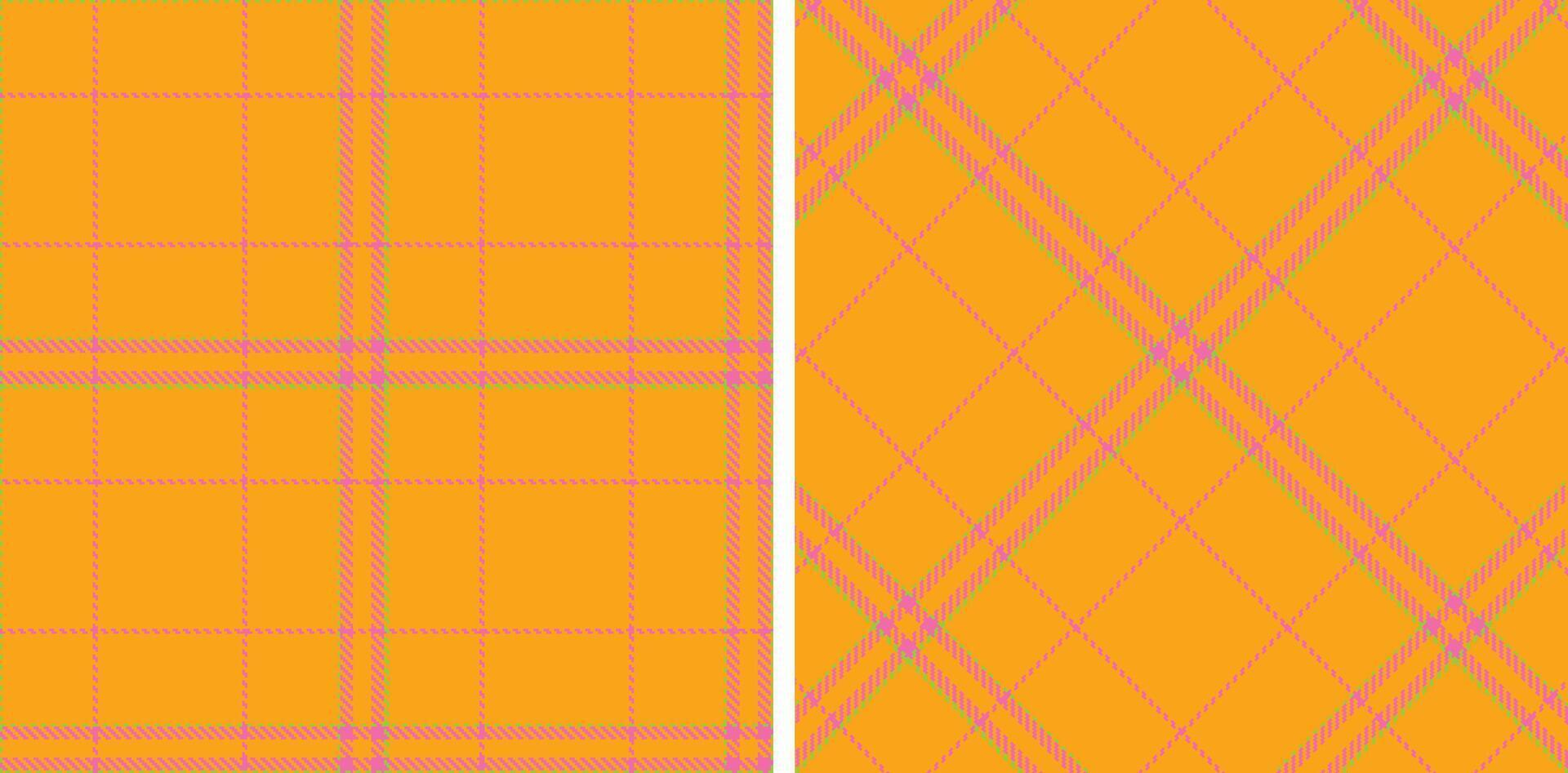 Pale Yellowish Orange and Cool Bubblegum Seamless Tartan Fabric Design vector