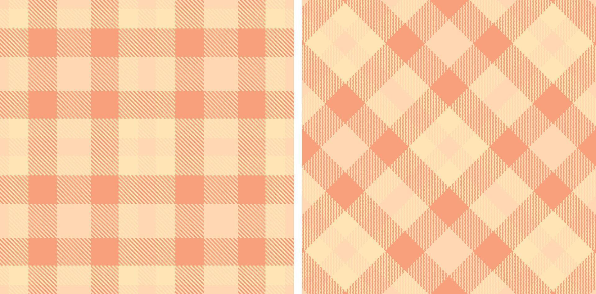 Deep Light Peach Seamless Tartan with Dark Pale Peach accents Fabric Design vector