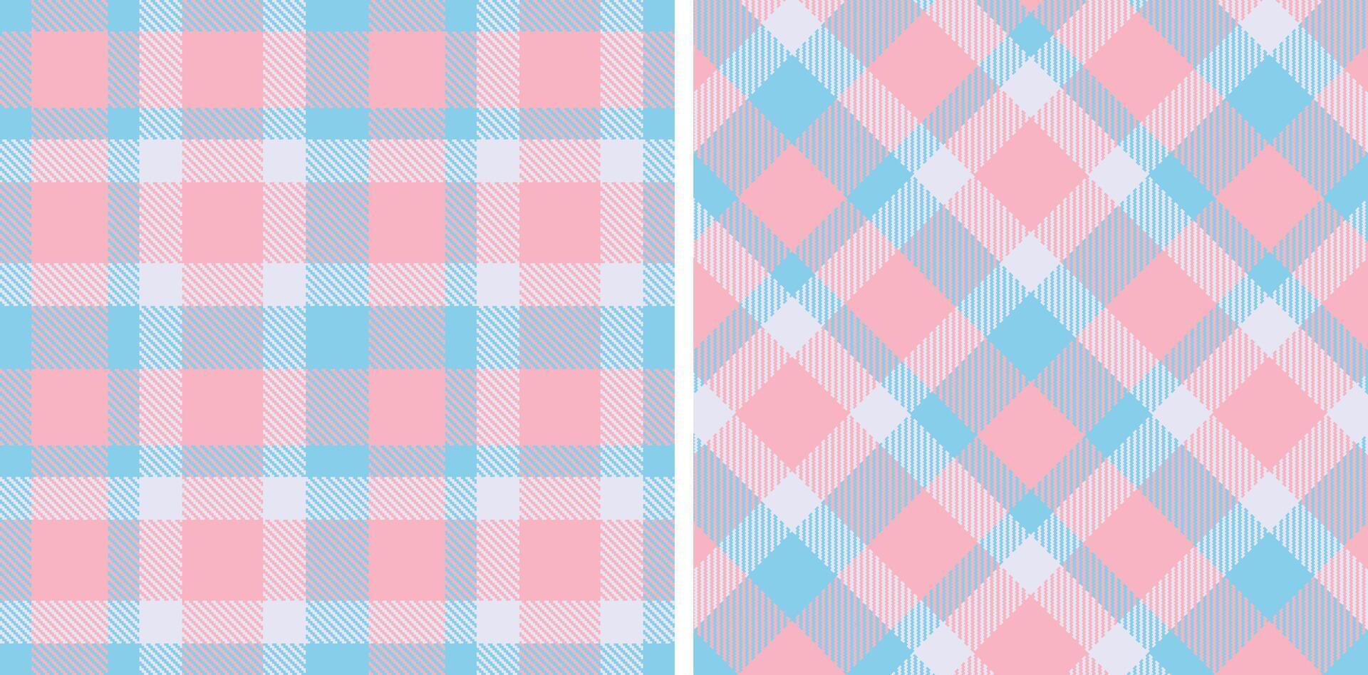 Spring Seamless Tartan featuring Pale Light Blue and Muted Soft Pink Fabric Design vector