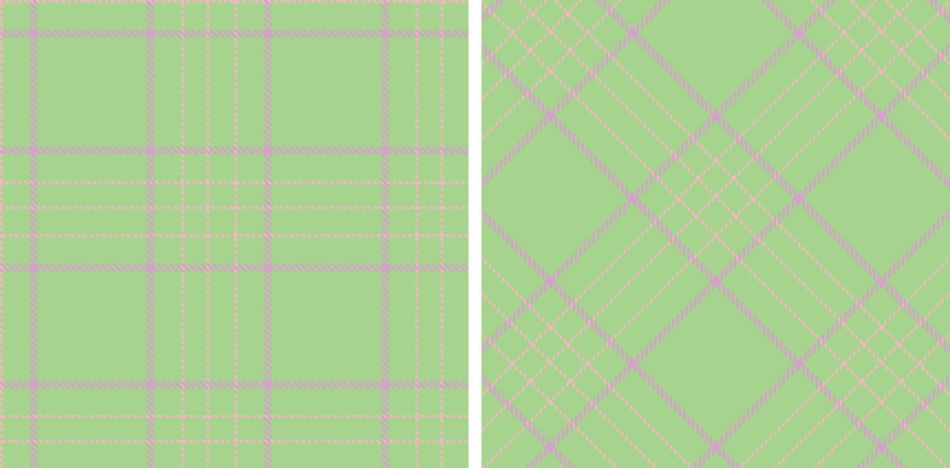 Spring Pale Mint Green and Neon Soft Pink Seamless Tartan Fabric Design vector