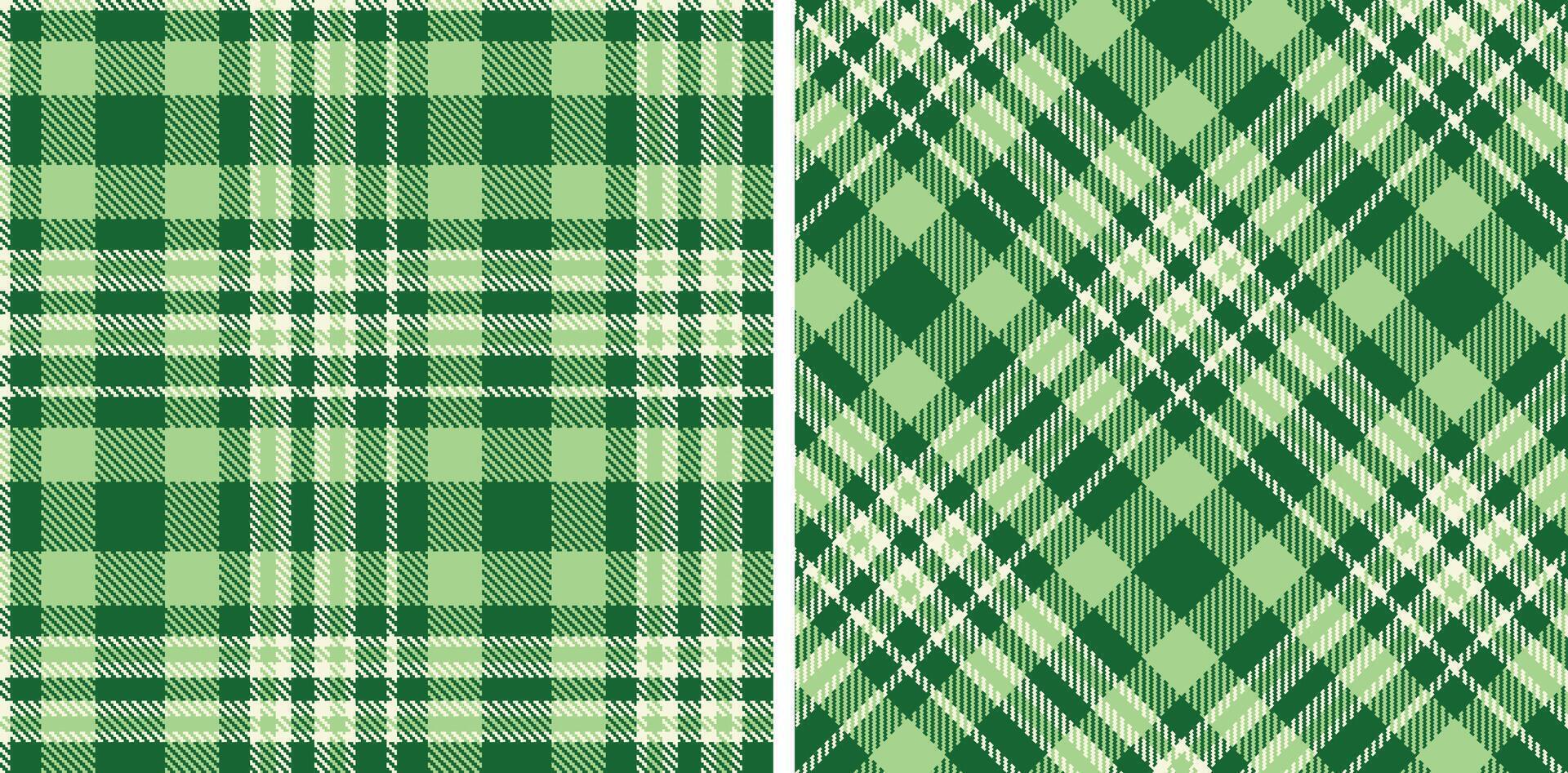 Spring Rich Off White and Muted Deep Green Seamless Tartan Fabric Design vector