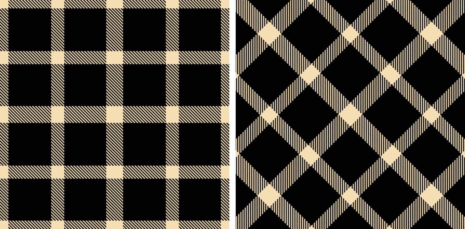 Neon Light Peach and Smoky Black Seamless Tartan Fabric Design vector