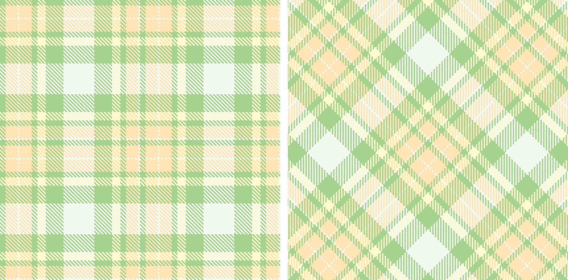 Deep Mint Green Seamless Tartan with Smoky Pale Peach accents Fabric Design vector