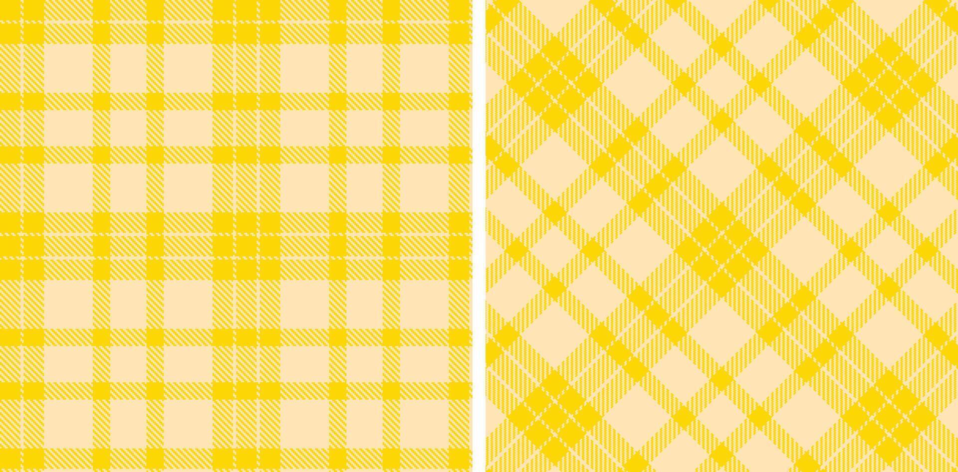 Spring Seamless Tartan featuring Vivid Sunflower Yellow and Warm Pale Peach Fabric Design vector