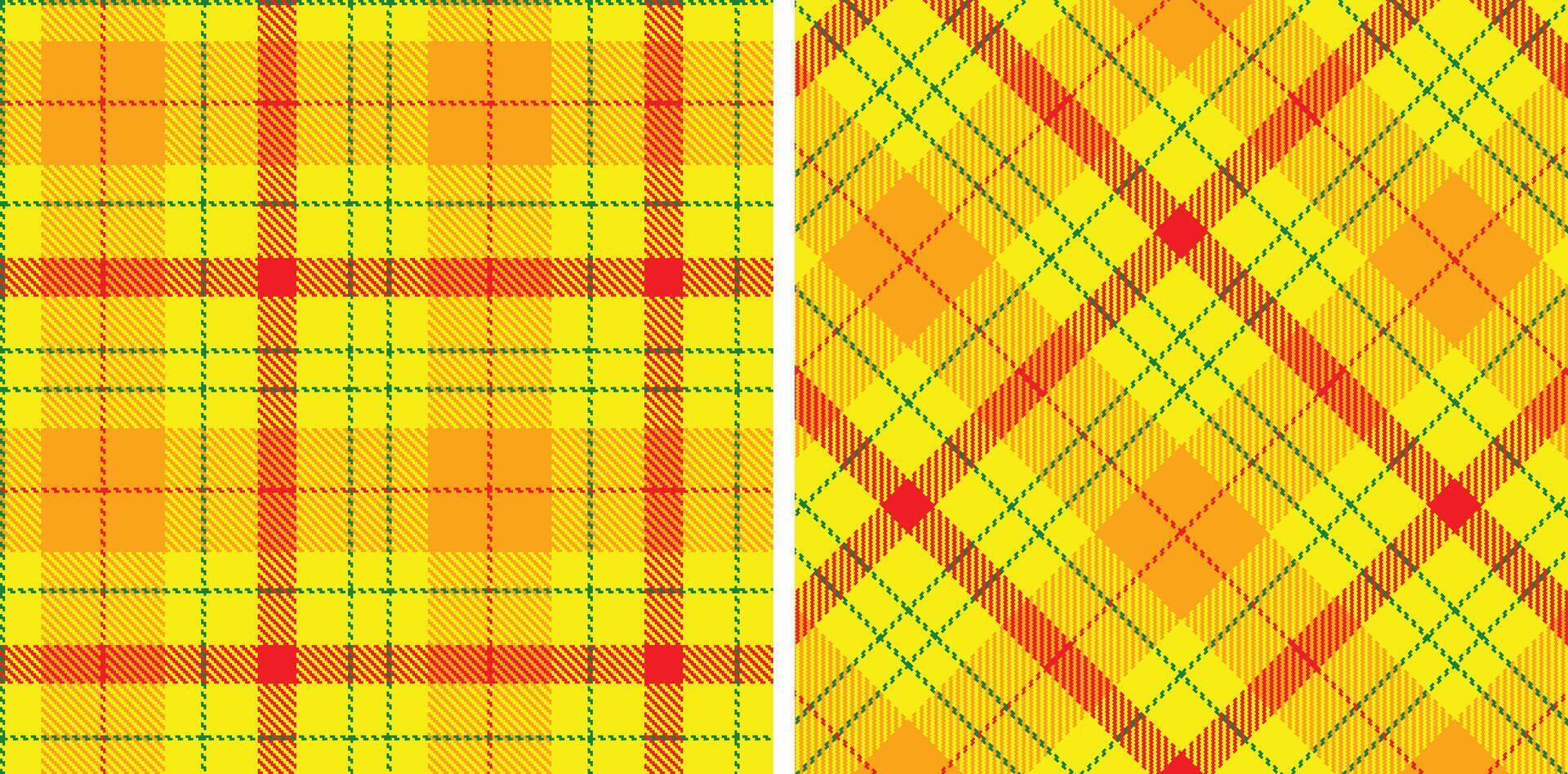 Deep Yellow and Bright Emerald Green Seamless Tartan Fabric Design vector