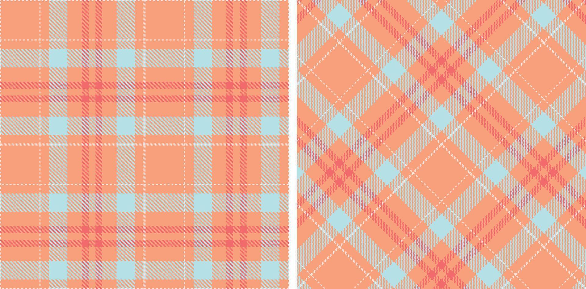 Spring Seamless Tartan featuring Dusty Peach and Soft Very Light Pink Fabric Design vector