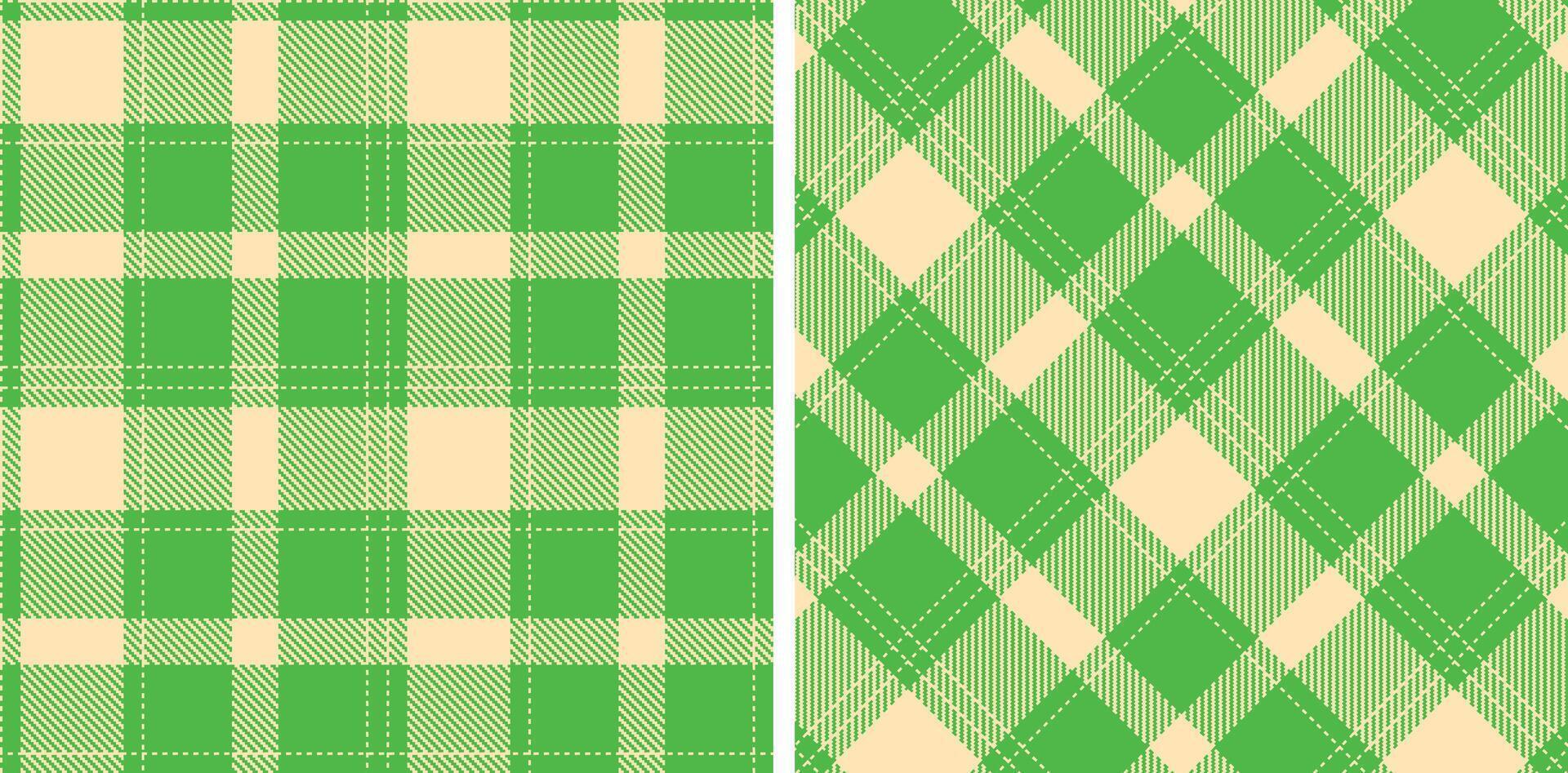 Soft Pale Peach Seamless Tartan with Iridescent Green accents Fabric Design vector