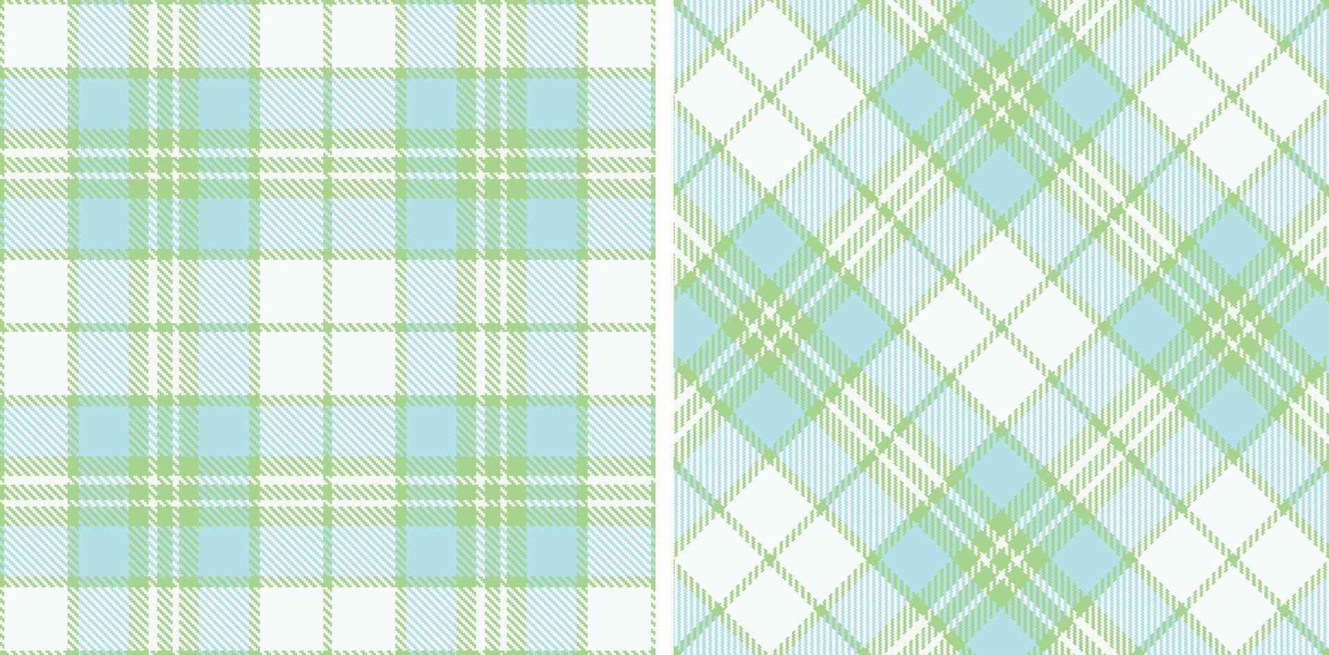 Spring Dusty Mint Green and Smoky White Seamless Tartan Fabric Design vector