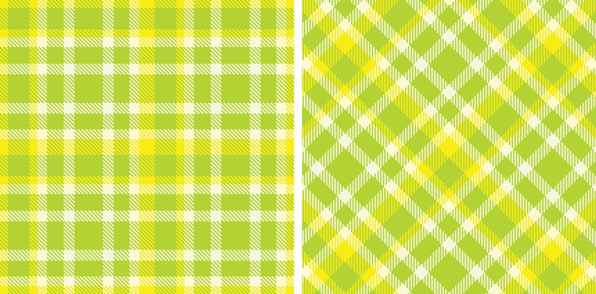 Spring Deep Lime and Metallic Yellow Seamless Tartan Fabric Design vector