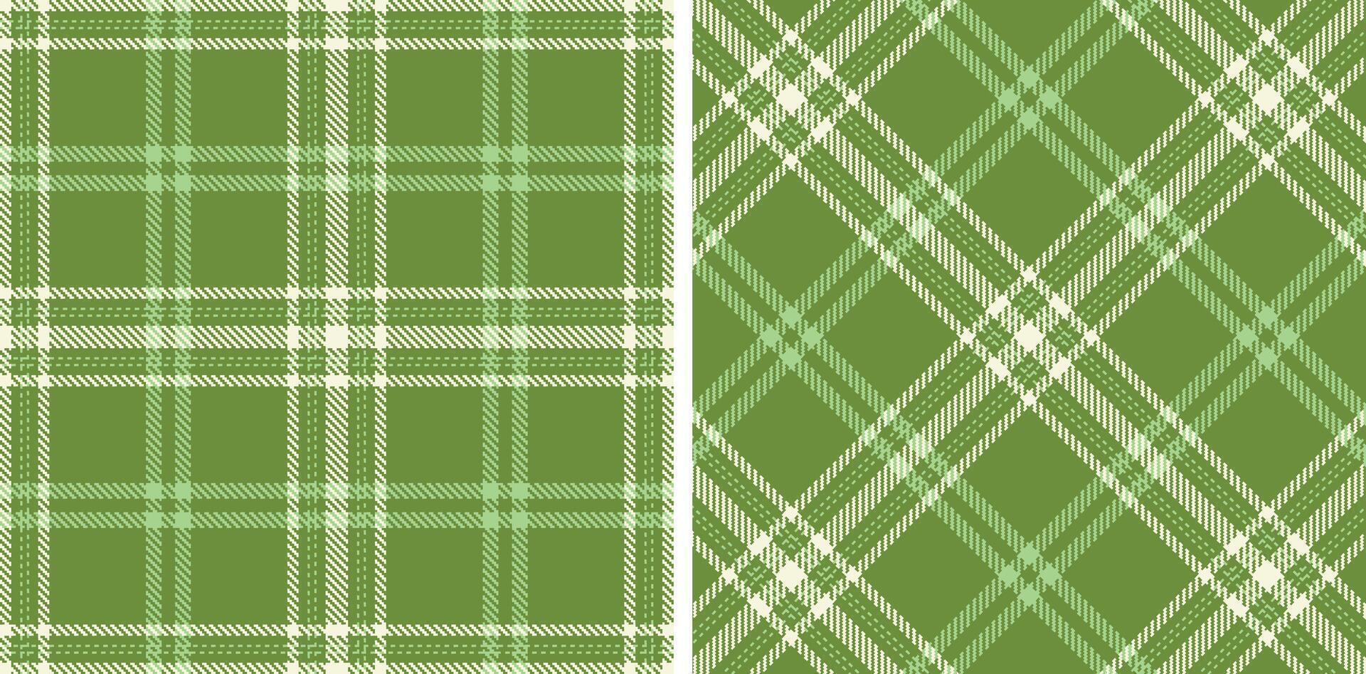 Spring Light Mossy Green and Muted Mint Green Seamless Tartan Fabric Design vector