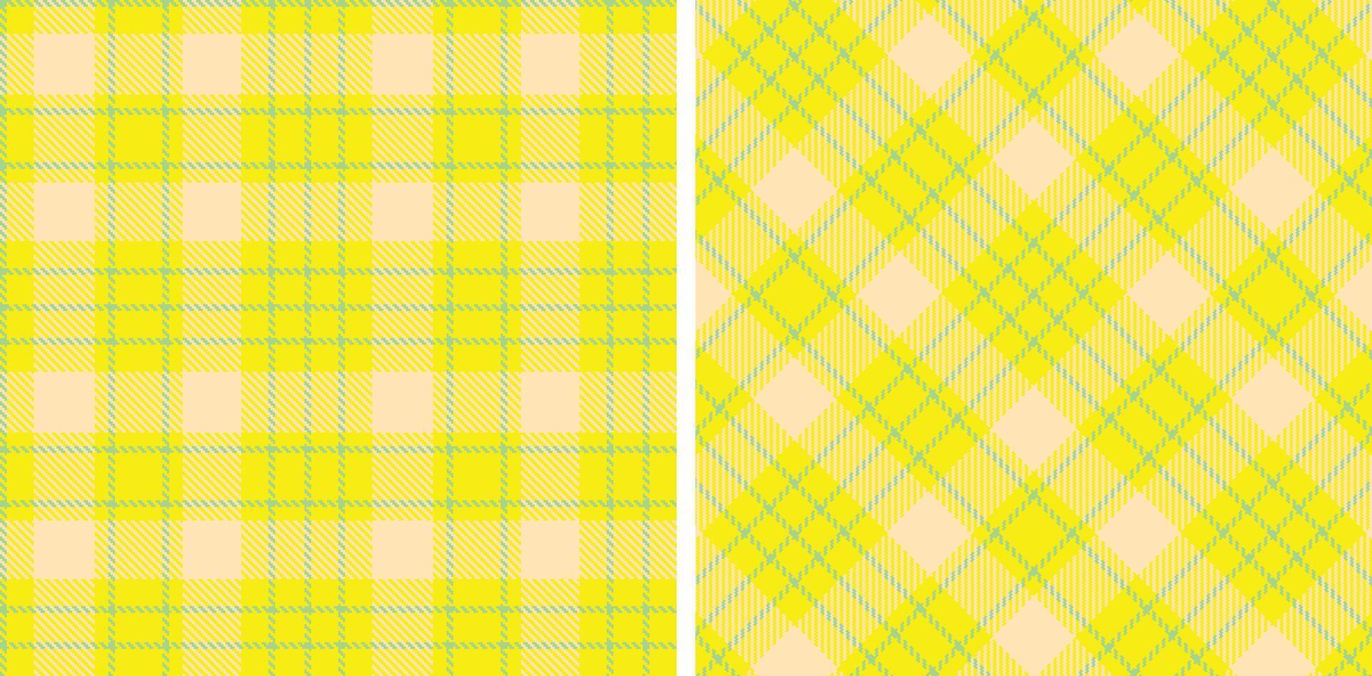 Spring Seamless Tartan featuring Iridescent Yellow and Soft Mint Green Fabric Design vector