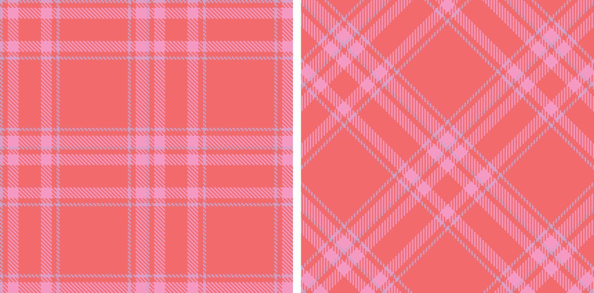 Spring Seamless Tartan featuring Warm Coral Pink and Vivid Dusty Lavender Fabric Design vector
