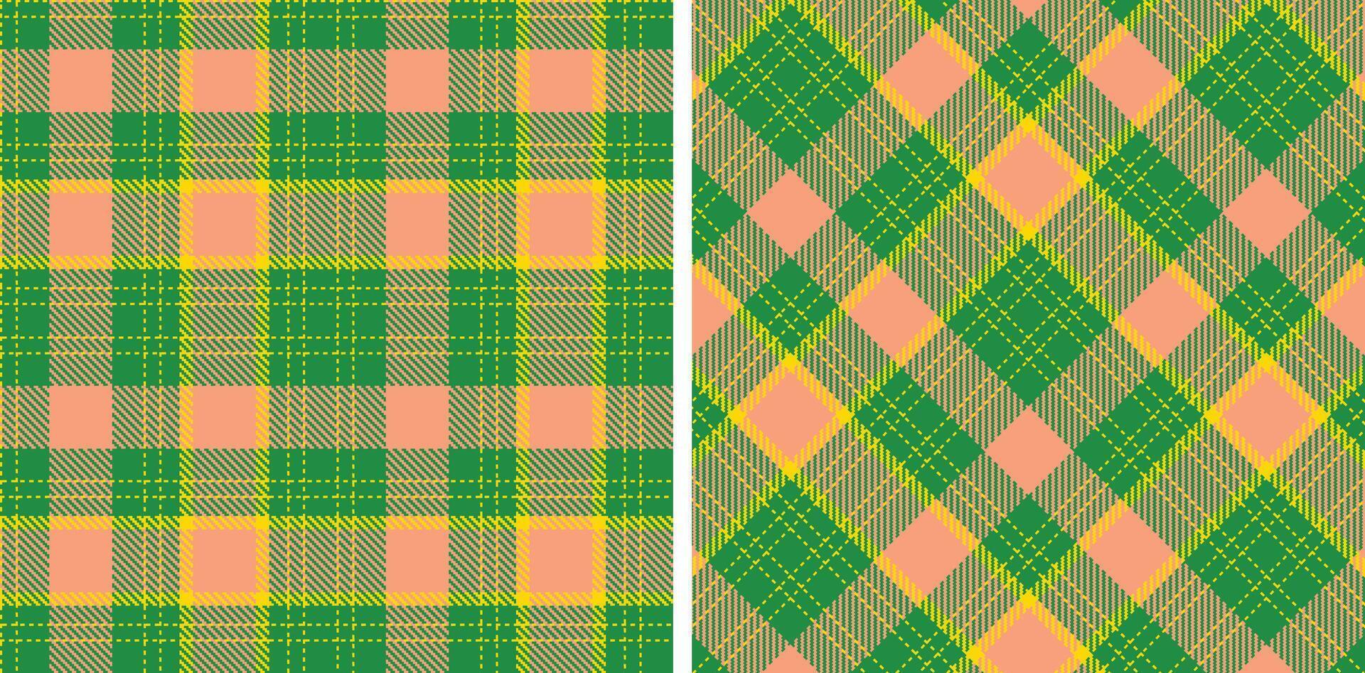 Spring Seamless Tartan featuring Smoky Sunflower Yellow and Soft Emerald Green Fabric Design vector