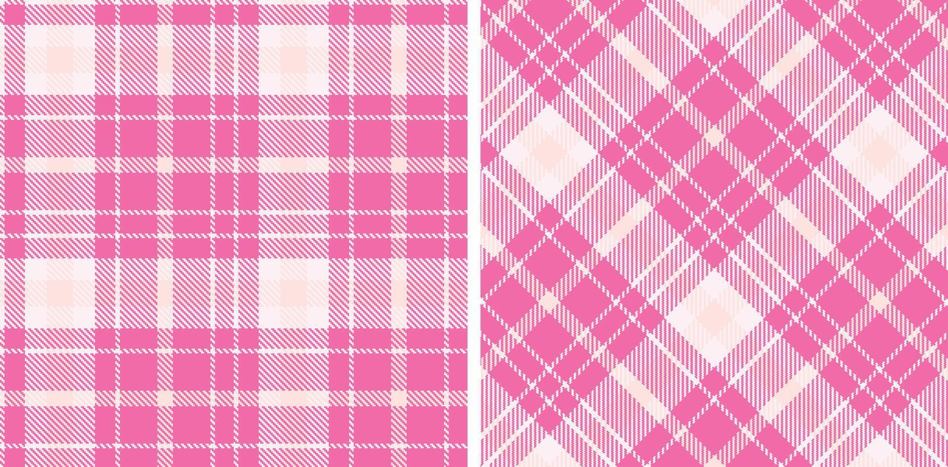 Spring Rich Very Light Pink and Deep Bubblegum Seamless Tartan Fabric Design vector