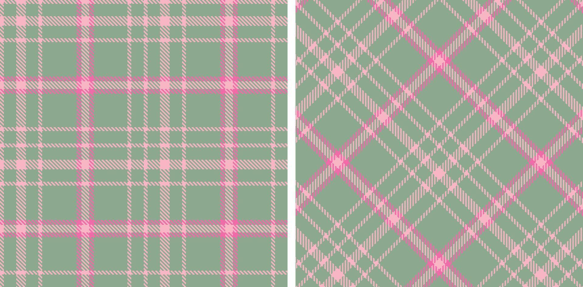 Spring Seamless Tartan featuring Muted Soft Pink and Deep Greenish Grey Fabric Design vector