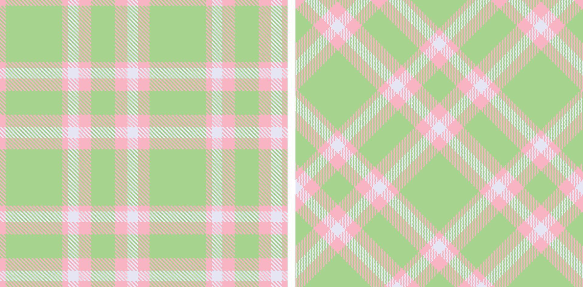 Spring Seamless Tartan featuring Warm Soft Pink and Warm Mint Green Fabric Design vector