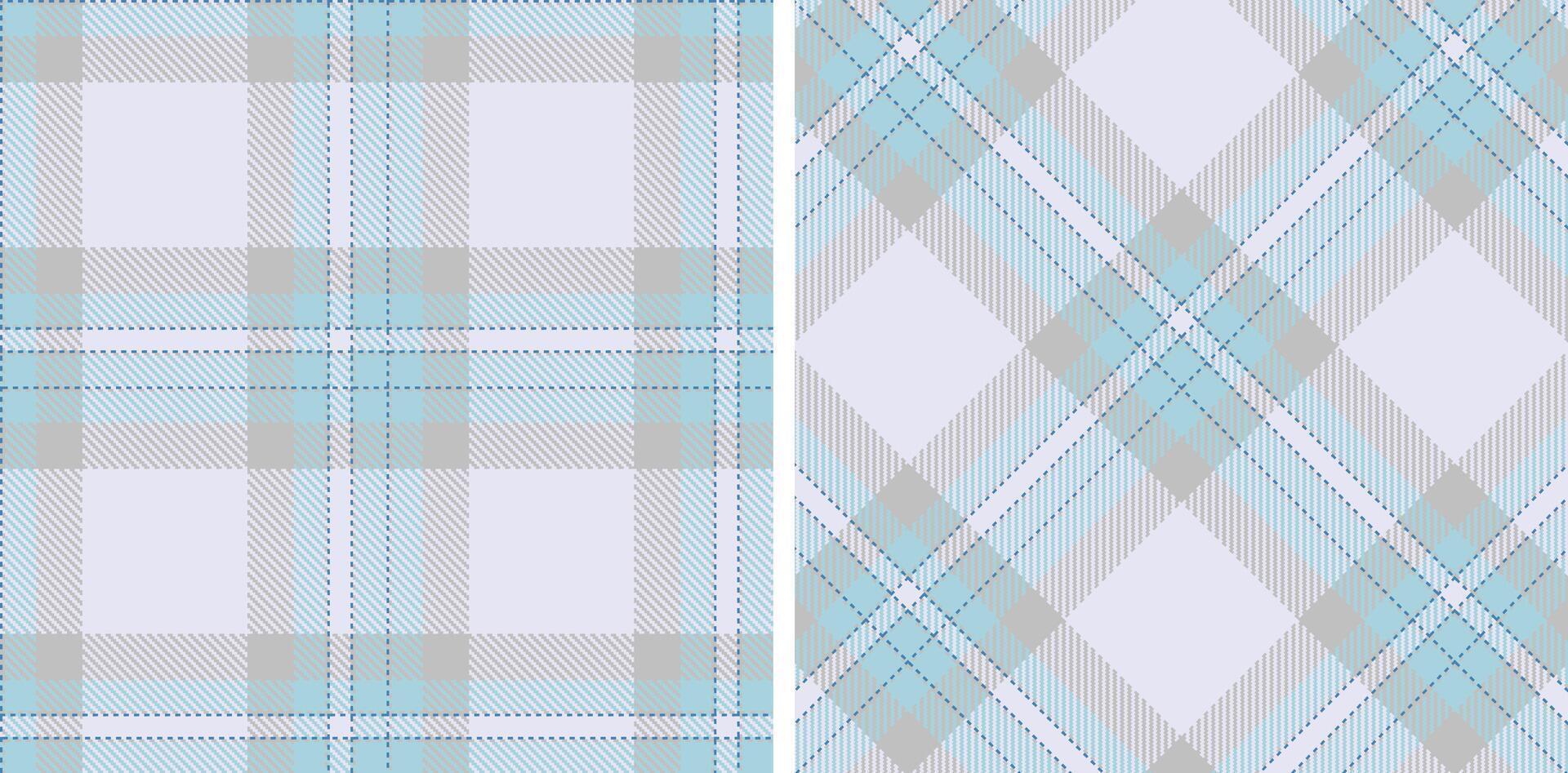 Spring Pale Silver and Warm Cool Blue Seamless Tartan Fabric Design vector